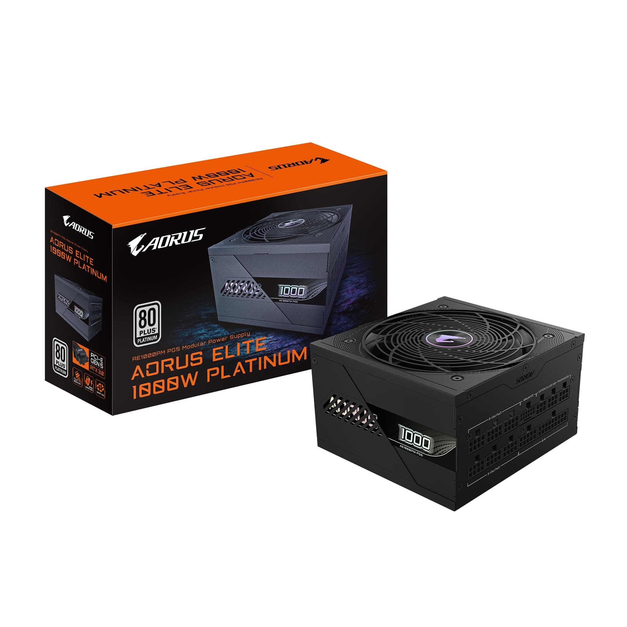 GIGABYTE Aorus Elite P1000W Power Supply - PCIe 5.0, 80 Plus Platinum, Fully Modular Design, 120 mm Fan, ATX 3.0 Compatible, EU Plug Bild 2