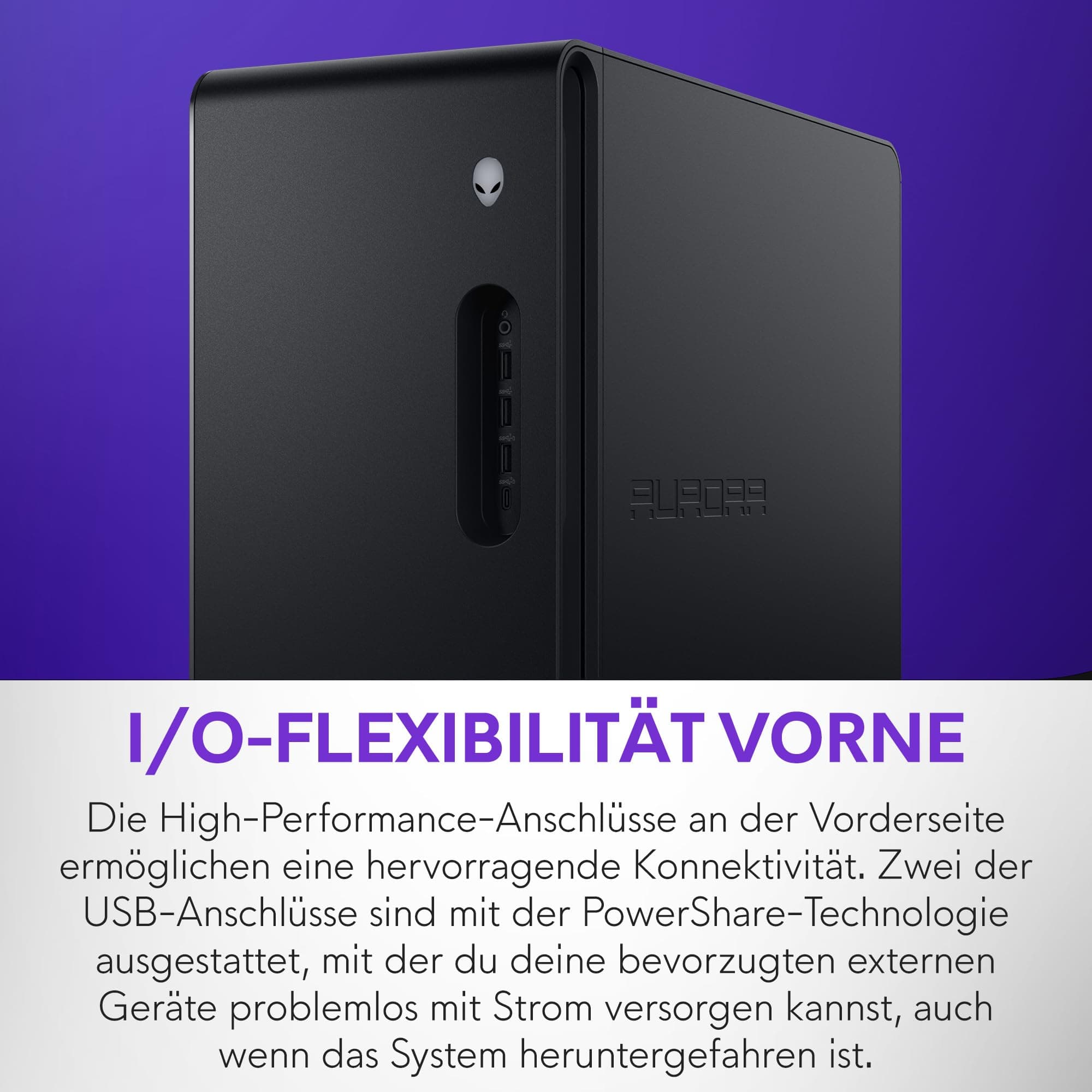 Alienware Aurora Gaming Desktop ACT1250 – Intel Core Ultra 7 265F, Nvidia GeForce RTX 5060 Ti, 16GB DDR5, 1TB SSD, Luftkühlung, Windows 11 Home, USB-C, Klare Seitenwand, 500W PSU – Basalt Black Intel Core Ultra 7 265F 16 GB 1 TB NVIDIA RTX 5060Ti Bild 5