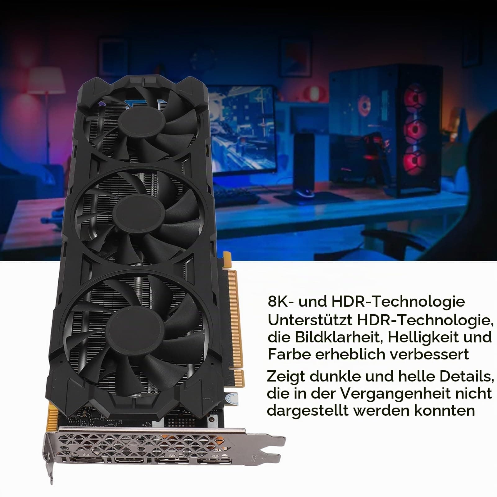 GTX 1080 Ti Grafikkarte, 352 Bit 11 GB GDDR5X 1506/11000 MHz, PCI Express 3.0 Gaming-Grafikkarte, HDMI DP mit DREI Lüftern für Büro- und PC-Gaming Bild 5