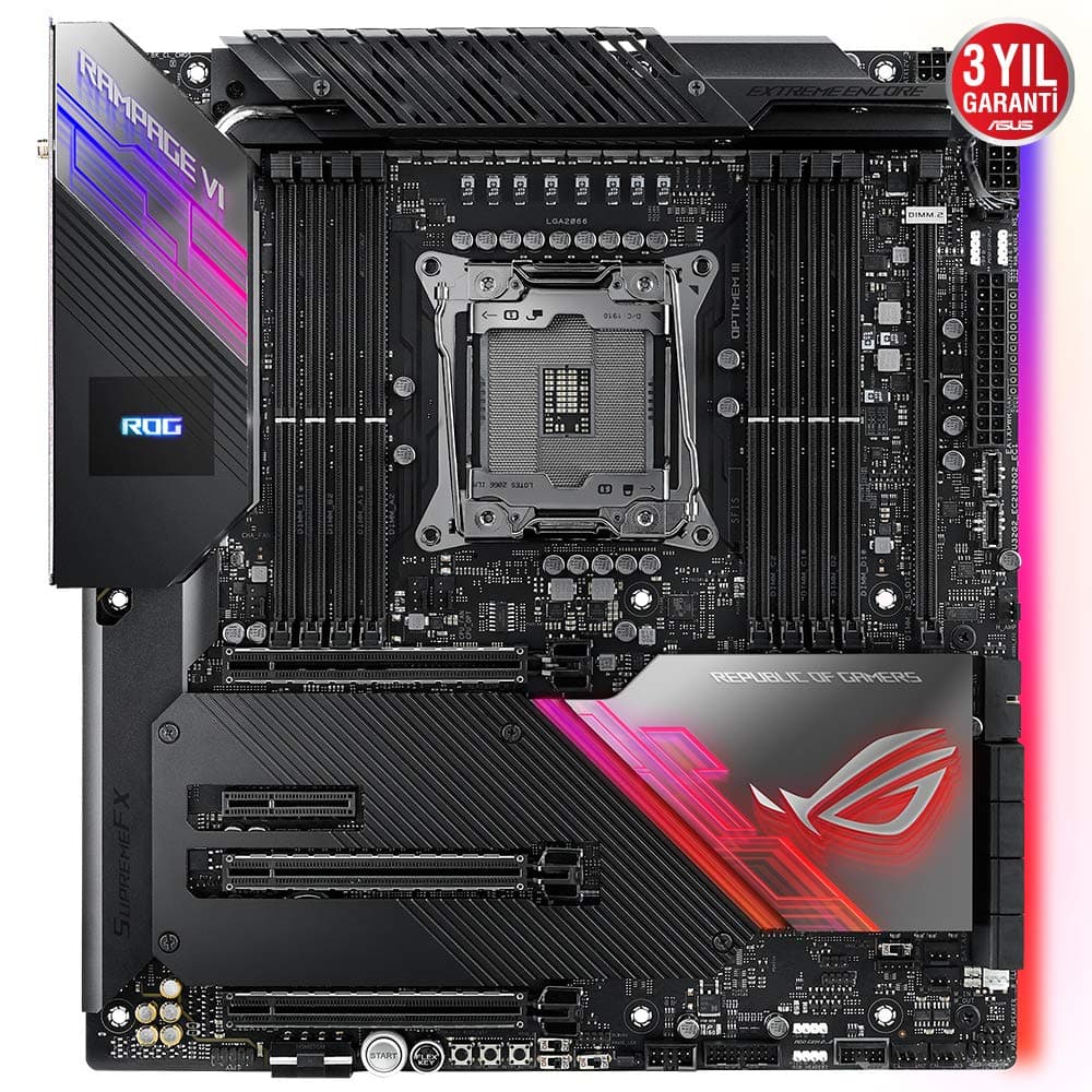 ASUS ROG Rampage VI Extreme Encore Gaming Mainboard Sockel Intel LGA 2066 (ATX, WiFi6, 10Gbit/s-Netzwerk, USB 3.2 Gen 2x2, SATA, vier M.2-Steckplätze, Aura-Sync-RGB-Beleuchtung) Bild 7