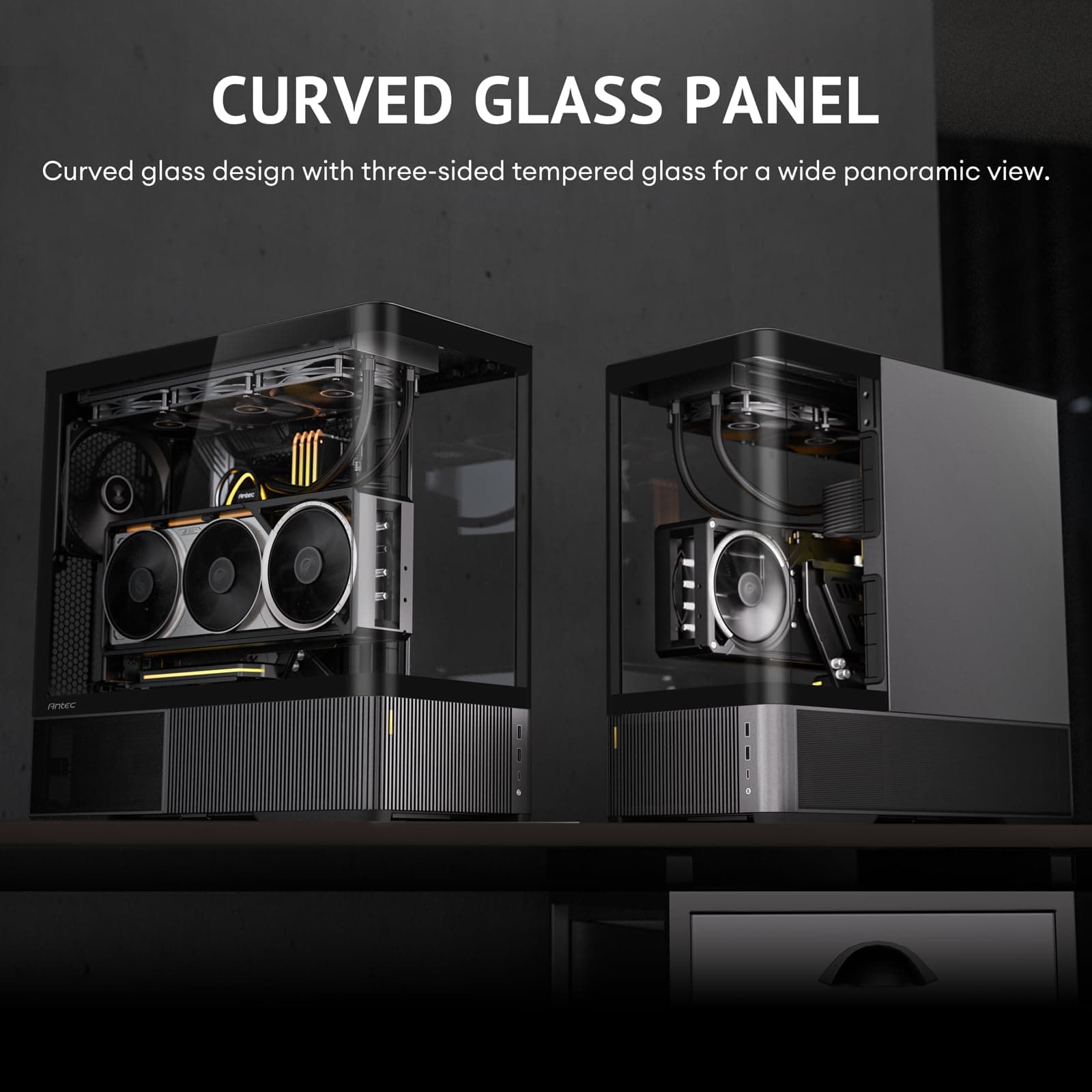 ANTEC Constellation C6 Curve Air ATX Midi Tower PC Gehäuse – Panoramic Glasdesign, High-Airflow Gaming Case, Tempered Glass, Schwarz Bild 3