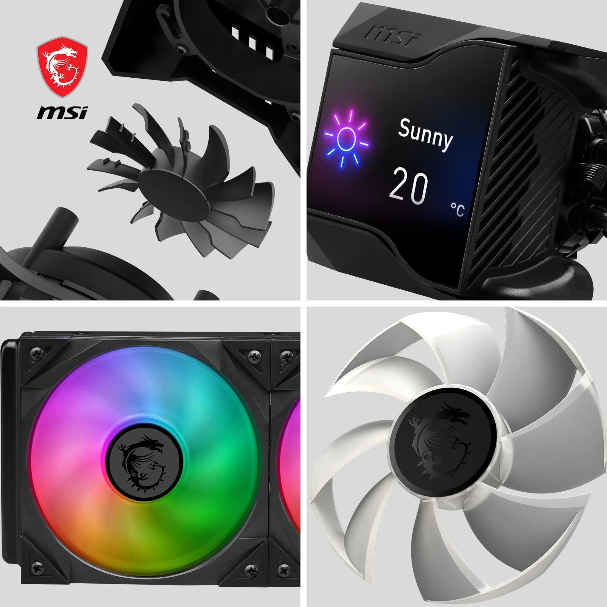MSI MPG CORELIQUID D360 CPU-Flüssigkeitskühler - Pumpe mit 60-mm-Lüfter, 3 x 120-mm-ARGB-Lüfter, verdunstungssichere Schläuche, Mystic Light Software-Unterstützung - AMD- & Intel-Sockel-kompatibel Bild 7
