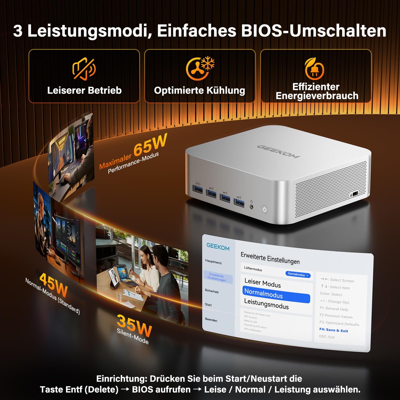 GEEKOM AI Mini PC A9 Max mit AMD Ryzen AI 9 HX 370(12C/24T, bis zu 5.1GHz), 32GB DDR5+ 2TB SSD, 2.5G Dual-LAN Mini Computer Windows 11 pro mit 2×USB4|HDMI2.1|Wi‑Fi 7&BT 5.4 für Alle Einsatzszenarien AI 9 HX 370(32+2) Bild 6