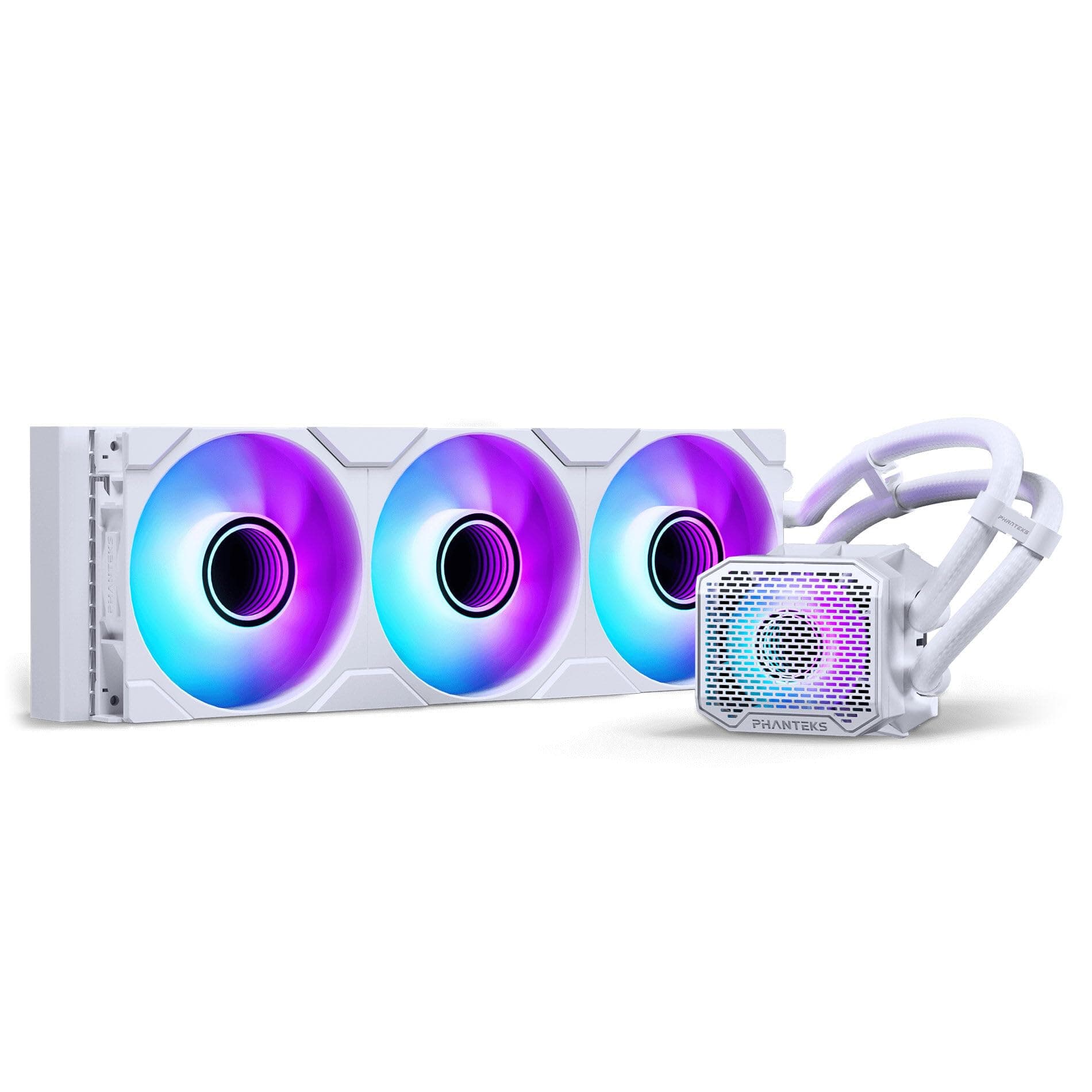 PHANTEKS Glacier One 360M25 Gen2 AiO Wasserkühlung Weiß – 360mm Radiator, 3x M25 Gen2 D-RGB Lüfter, leise Pumpe mit 20 dB(A), VRM Lüfter, PWM, optimierter Airflow, langlebige Schläuche, RGB-Steuerung
