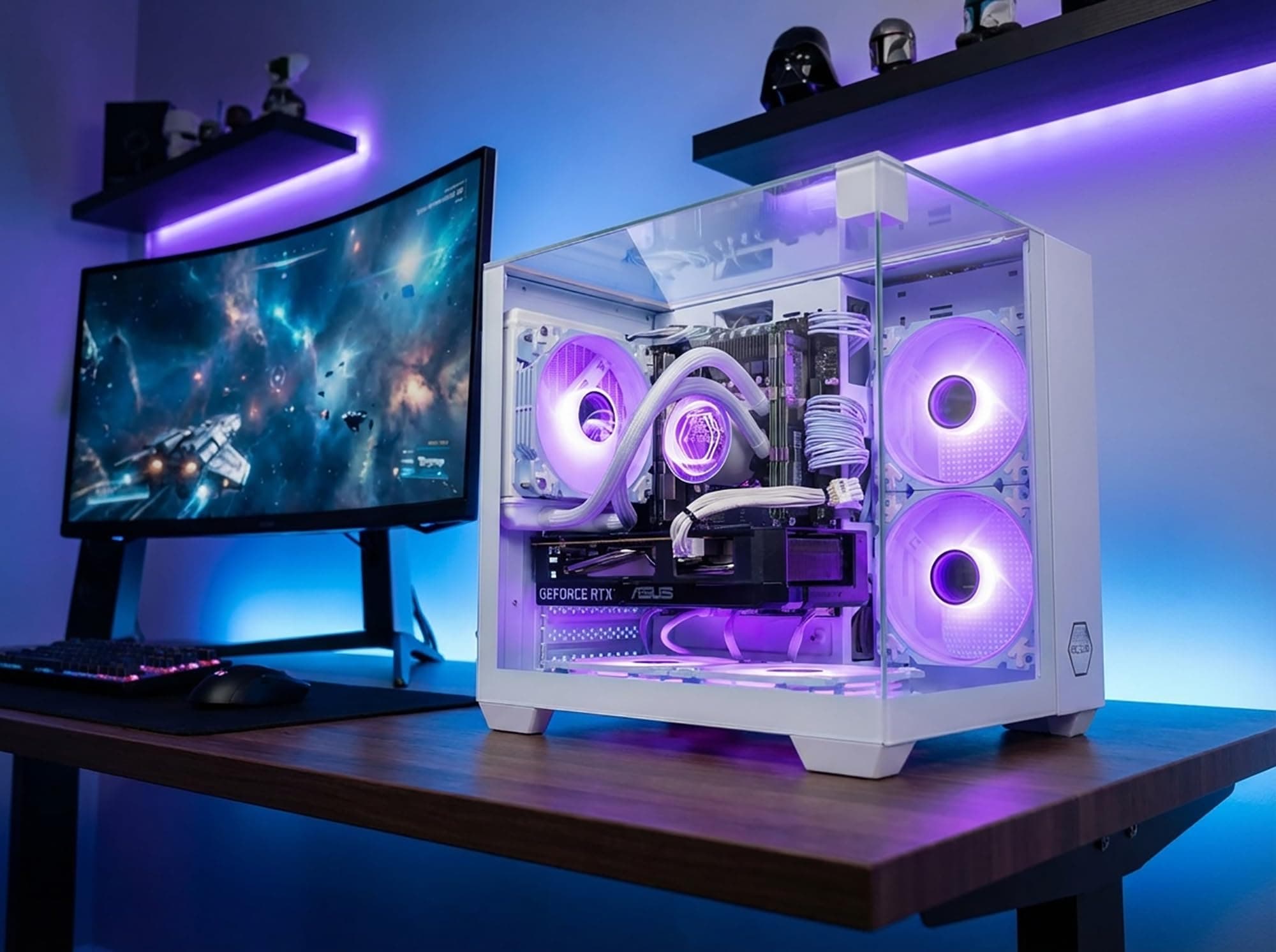 Gaming PC Venom White Wasserkühlung, RGB, bis 128GB RAM, GTX 1660S/ RTX 3050/ RTX 5060, bis 2TB SSD, Intel E5, WiFi, BT (1. Grafikkarte: NVIDIA GTX 1660 SUPER, 64GB RAM | 500GB SSD) 64GB RAM | 500GB SSD 1. Grafikkarte: AMD RX 590 8GB Bild 2