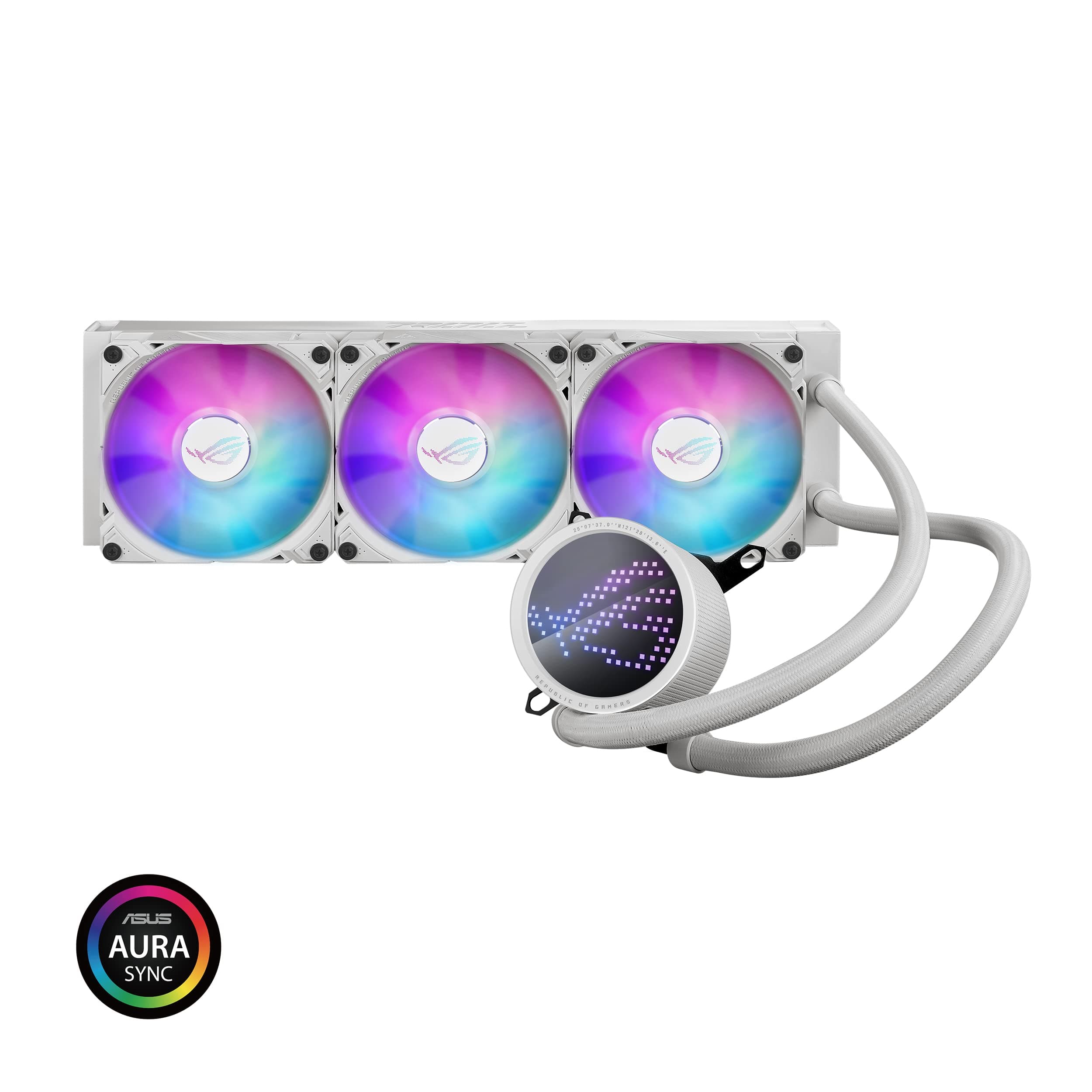 ASUS ROG Ryuo III 360 ARGB White Edition All-in-One-Flüssig-CPU-Kühler (3x adressierbare 120 mm Radiatorlüfter, Anime Matrix-LED-Anzeige, Intel LGA 1700, 115x, 1200 & AM4, AM5-Sockel, weiß) Bild 4