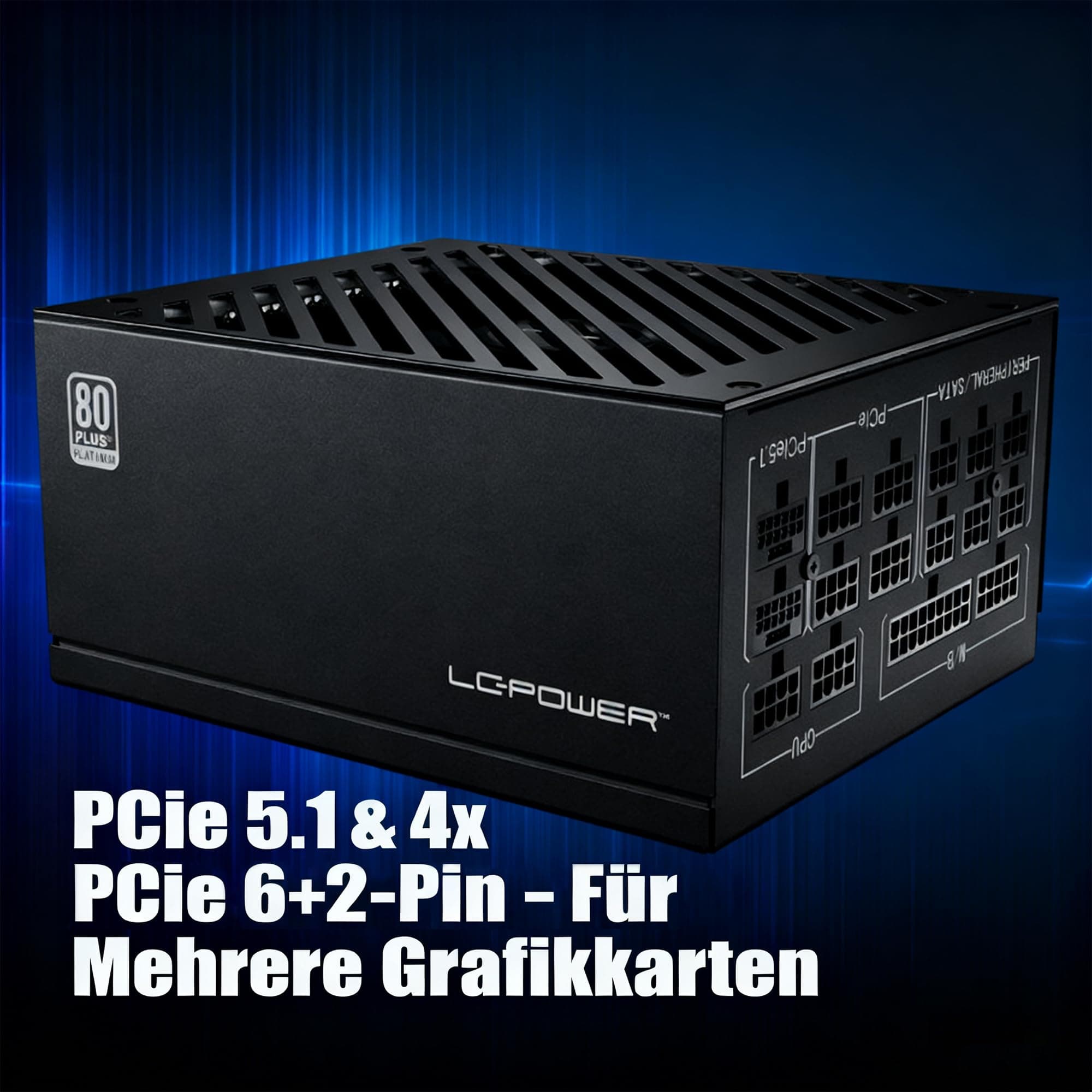 LC-POWER Platinum Pro 850W Netzteil PC, 80 Plus Platinum Effizienz (92%), ATX 3.1 Netzteil, PCIe 5.1 Kompatibel, Vollmodular, 135mm Lüfter, 10 Jahre Garantie, Gaming Netzteil Platinum 850W V3.1 Bild 7
