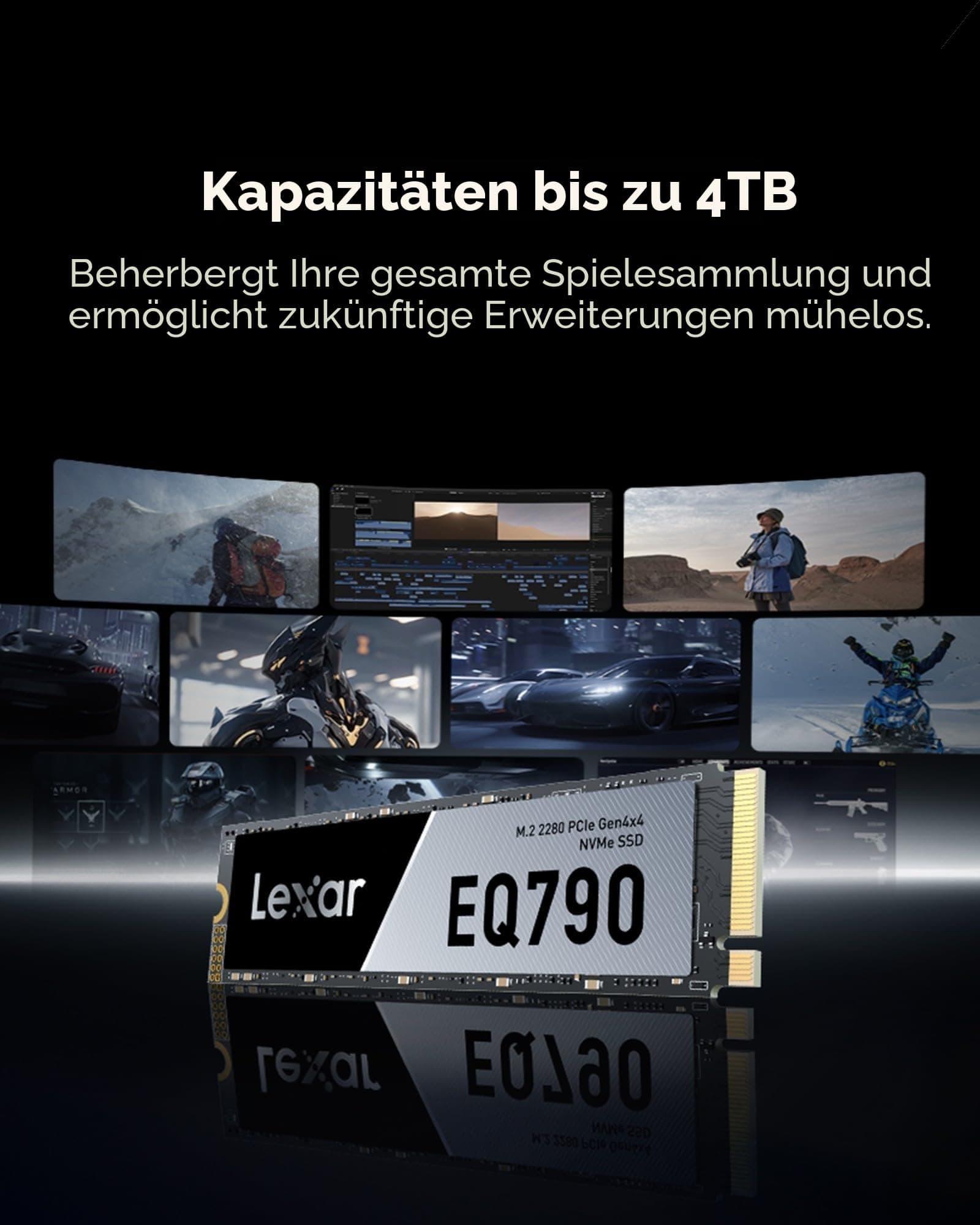Lexar EQ790 1TB SSD M.2 2280 PCIe Gen4x4 NVMe 1.4, Interne SSD, 7000 MB/s Lesen, 5000 MB/s Schreiben für Intensive Workloads, PS5 & PC Gaming, Leistungsstarkes internes Solid State Laufwerk Bild 7