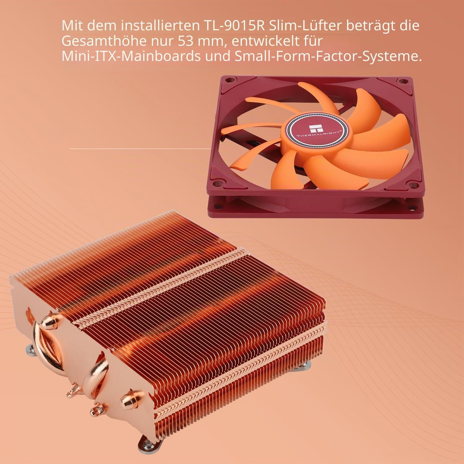 TR AXP90-X53 Luftkühler für CPU ITX Low Profile Höhe 53mm PWM Lüfter TL-9015R AGHP Technologie für AMD AM4 AM5/Intel 1700/1150/1151/1155/1156/1200 (Pure Copper Version) Bild 5