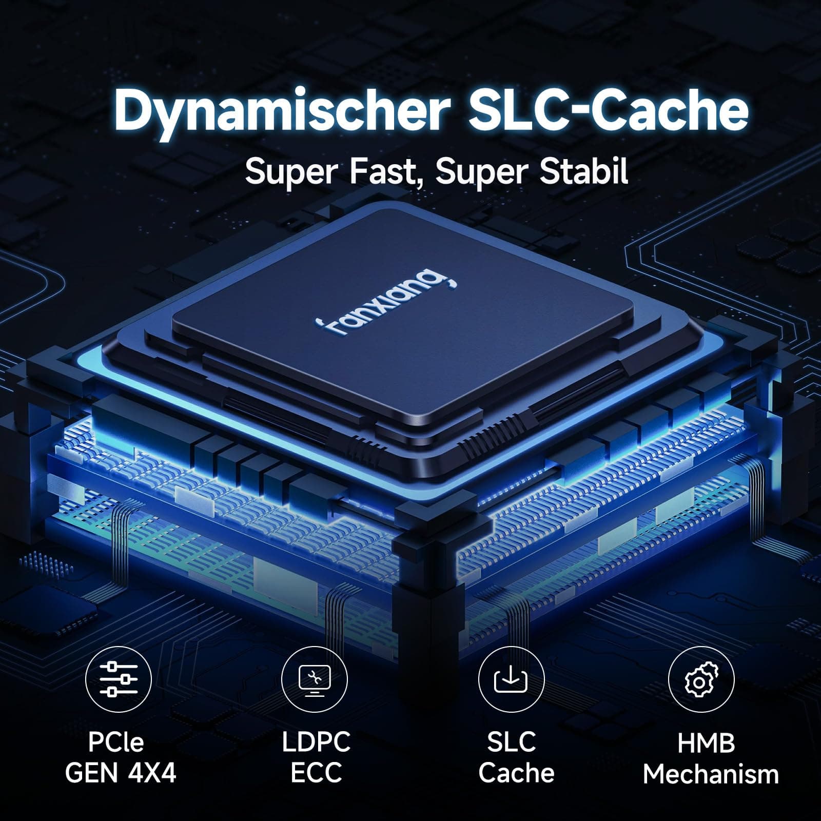fanxiang Nvme SSD M.2 2280 4TB Interne Festplatte mit Kühlkörper PCIe 4.0, 5000MB/s Lesen, 4500MB/s Schreiben, für Gaming, Videoschnitt, Kompatibel mit Desktop, Spielekonsole (S660) Bild 5