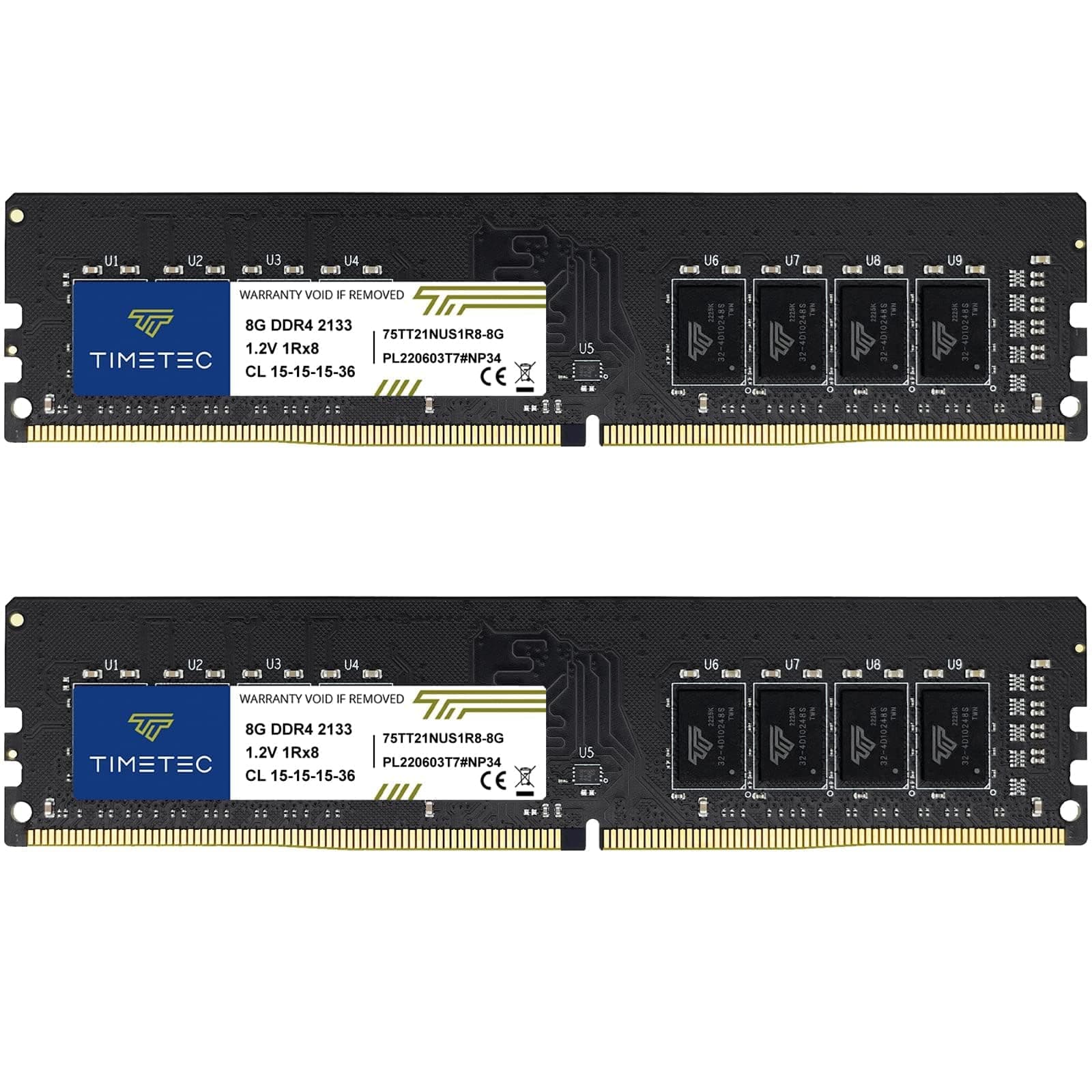 Timetec 16GB KIT (2x8GB) DDR4 2133MHz (PC4-2133P) PC4-17000 UDIMM Desktop-RAM – Non-ECC Unbuffered, 288-Pin, 1.2V, CL15 DIMM-Speichermodul Single Rank 16GB Kit (2x8GB)
