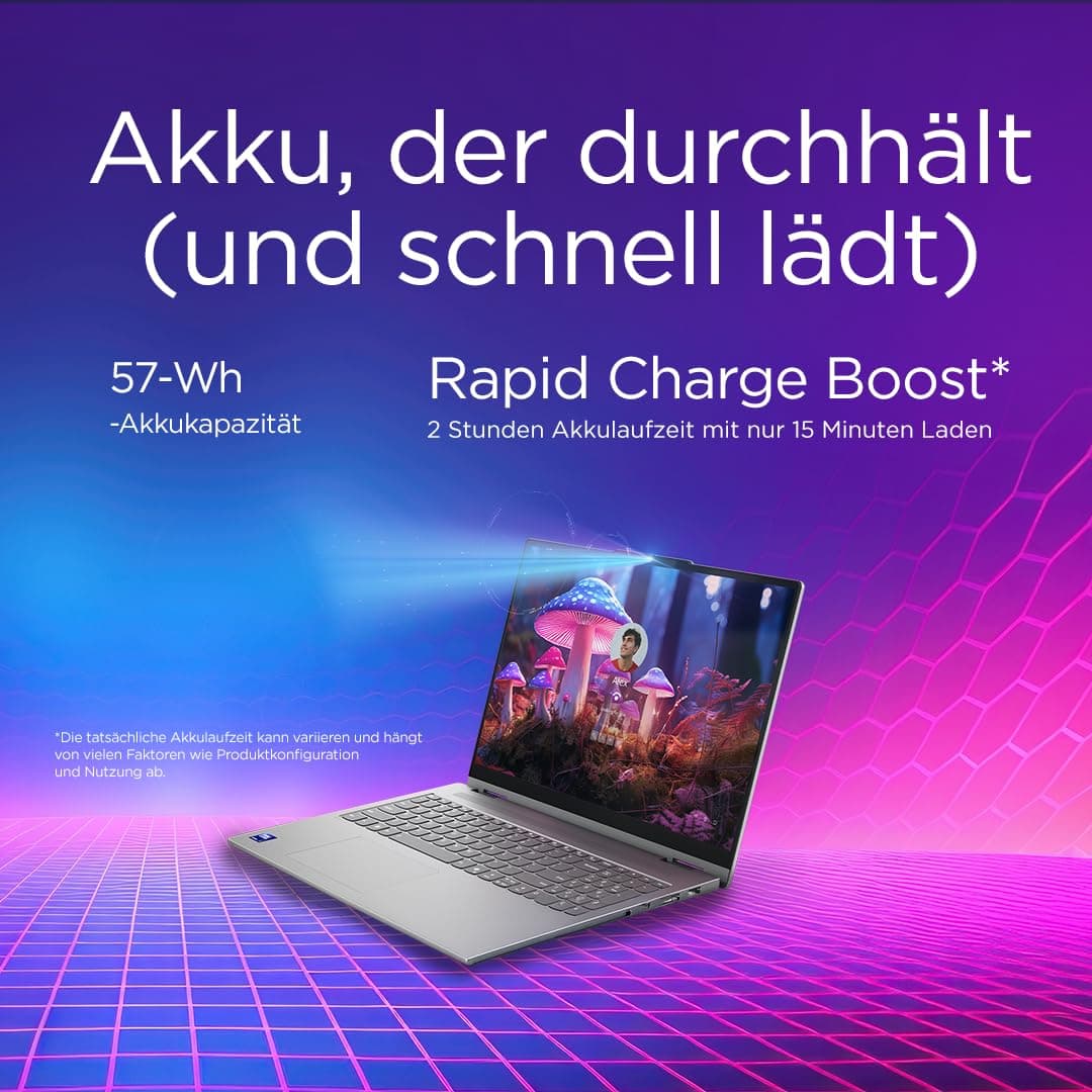 Lenovo IdeaPad 5 2-in-1 Laptop | 16" WUXGA Display | Intel Core Ultra 5 | 16GB RAM | 512GB SSD | Intel Grafik | Windows 11 Home | QWERTZ | Luna Grey | 3 Monate Premium Care Bild 8