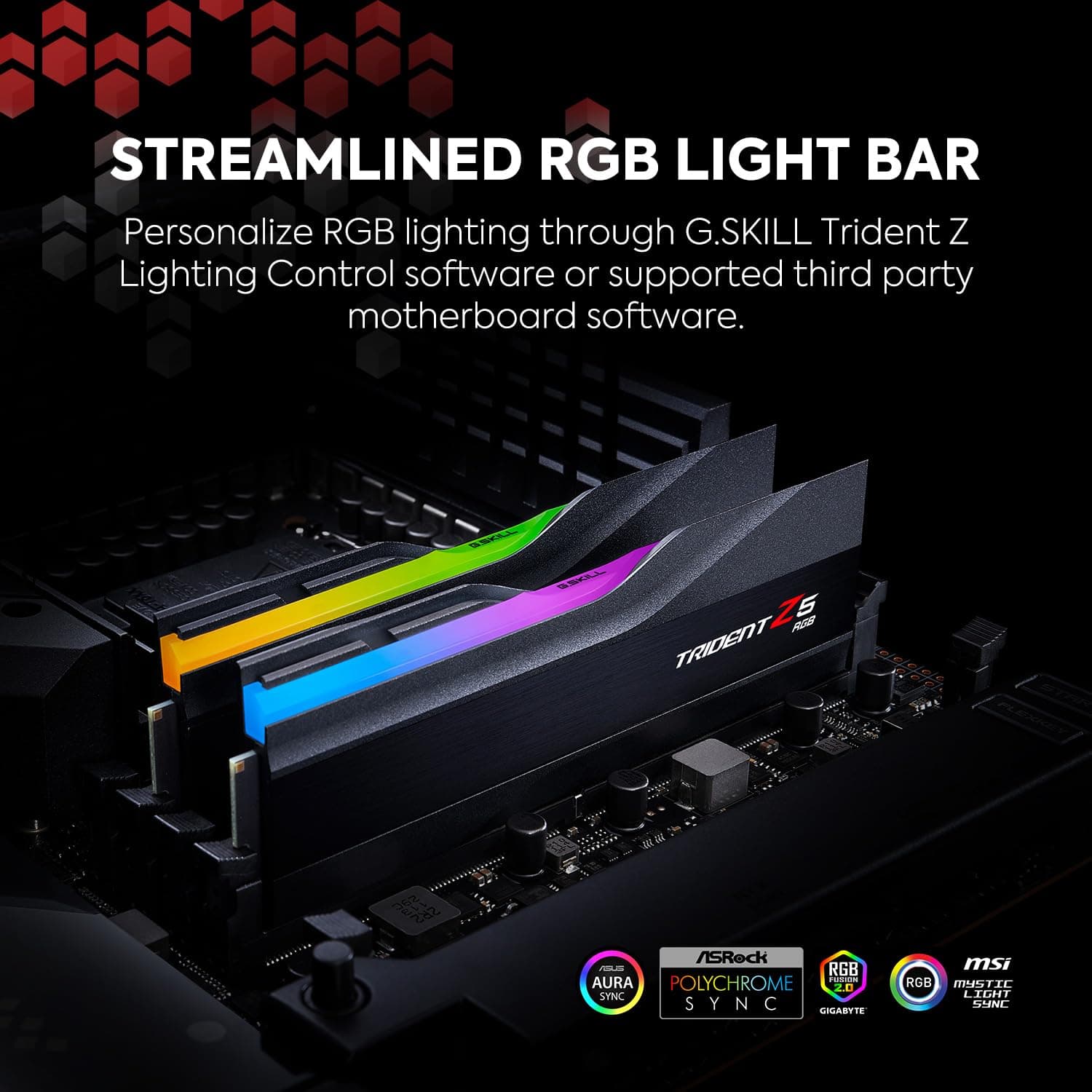G.Skill Trident Z5 RGB Series (Intel XMP) 32GB (2X 16GB) 288-pin SDRAM DDR5 7200 CL34-45-45-115 1,40V Dual Channel Desktop Memory F5-7200J3445G16GX2-TZ5R. K (Matt B) Lack Bild 5
