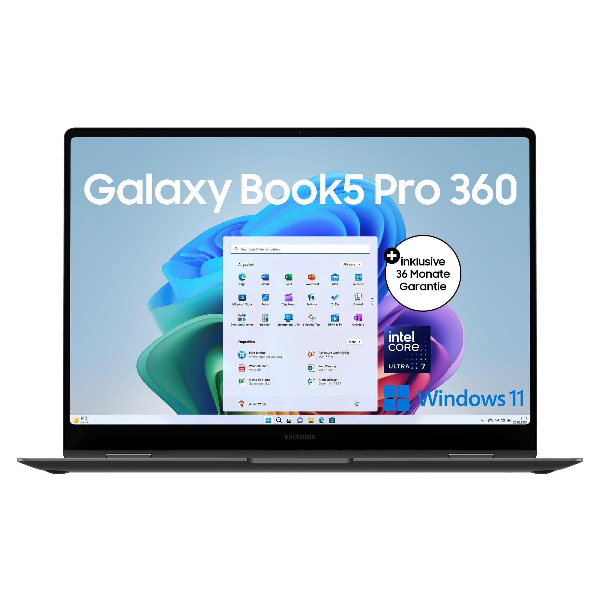 Samsung Galaxy Book5 Pro 360 2-in-1-Laptop, 16-Zoll-Display, Convertible AI-Notebook, Intel Core Ultra 7, 16 GB RAM, 1 TB Speicher, Copilot+ PC, Moonstone Gray, 3 Jahre Herstellergarantie 16 GB RAM / 1 TB Speicher