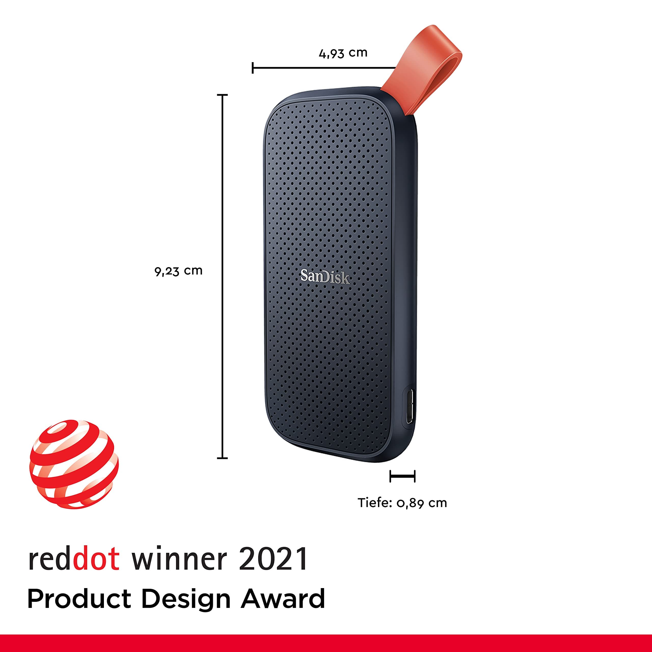 SANDISK Portable SSD 2 TB (externe SSD 2,5 Zoll, bis zu 800 MB/s Lesen, robustes Laufwerk bis zu 2 m, robuste Befestigungsschlaufe aus strapazierfähigem Gummi) Schwarz 2 TB Schwarz Bild 4