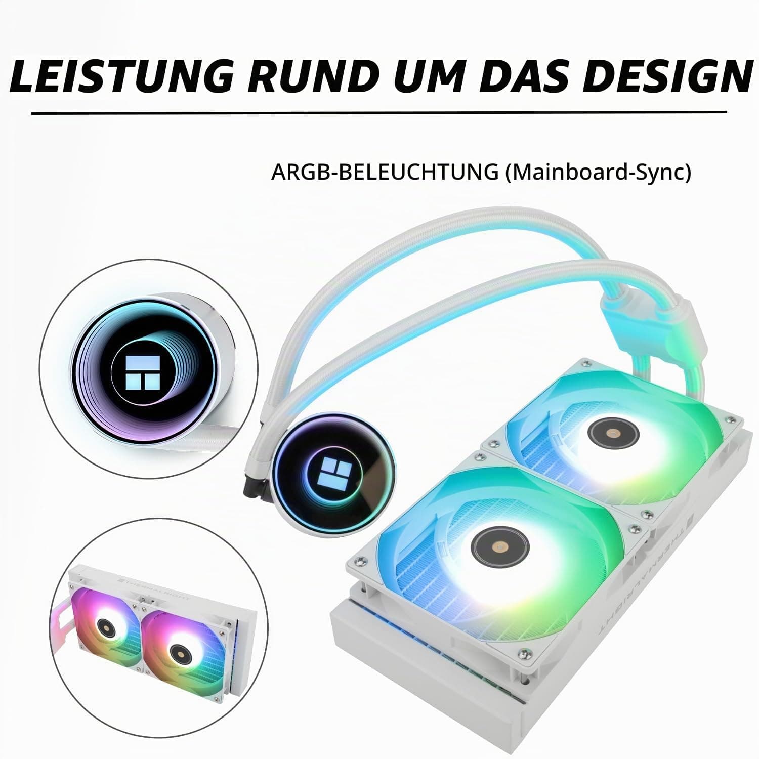 TR Frozen Notte 240 BLANC ARGB V2 CPU Kühler, Wasser-CPU-Kühler, Dual PWM Lüfter, S-FDB Lager, Geeignet für AMD/AM4 AM5, Intel LGA 1700/1851/1151/1200/2011 Bild 5