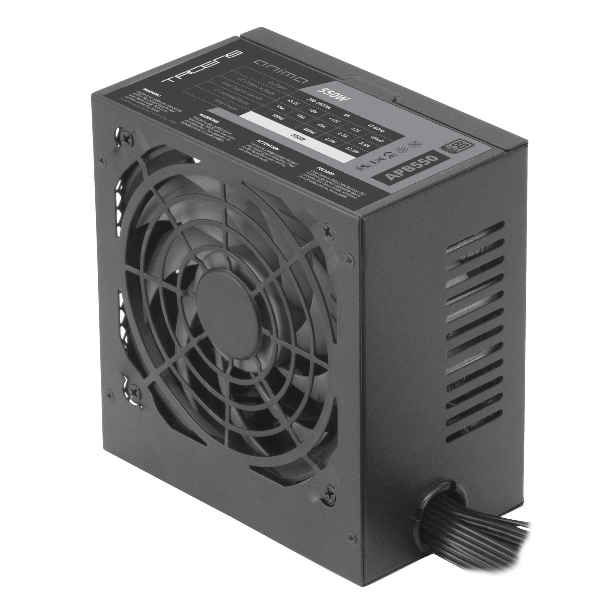 Tacens Anima APB550, PC-Netzteil ATX 550W, 80Plus Bronze 85%, SMD- und DC-DC-Technologien, Ultraleiser 12cm-Lüfter, Japanische Kondensatoren 105º, Premium Strukturierte Kabel, Schwarz