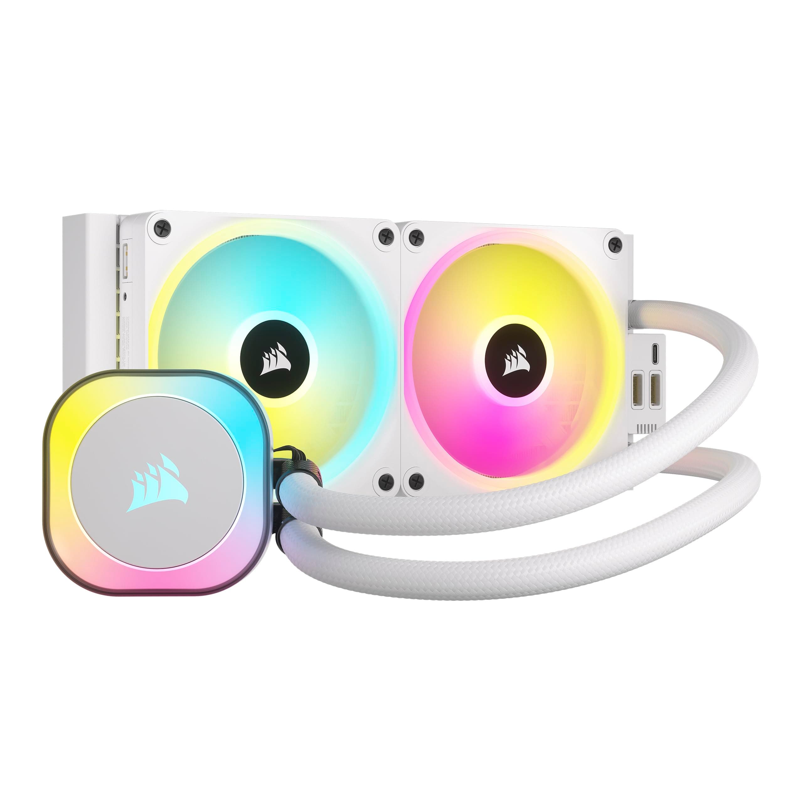 Corsair iCUE LINK H100i RGB Flüssig-CPU-Kühler - 240mm AIO - QX120 RGB-Lüfter - Passend Für Intel® LGA 1700, AMD® AM5 - iCUE LINK System Hub Enthalten - Weiß Bild 2
