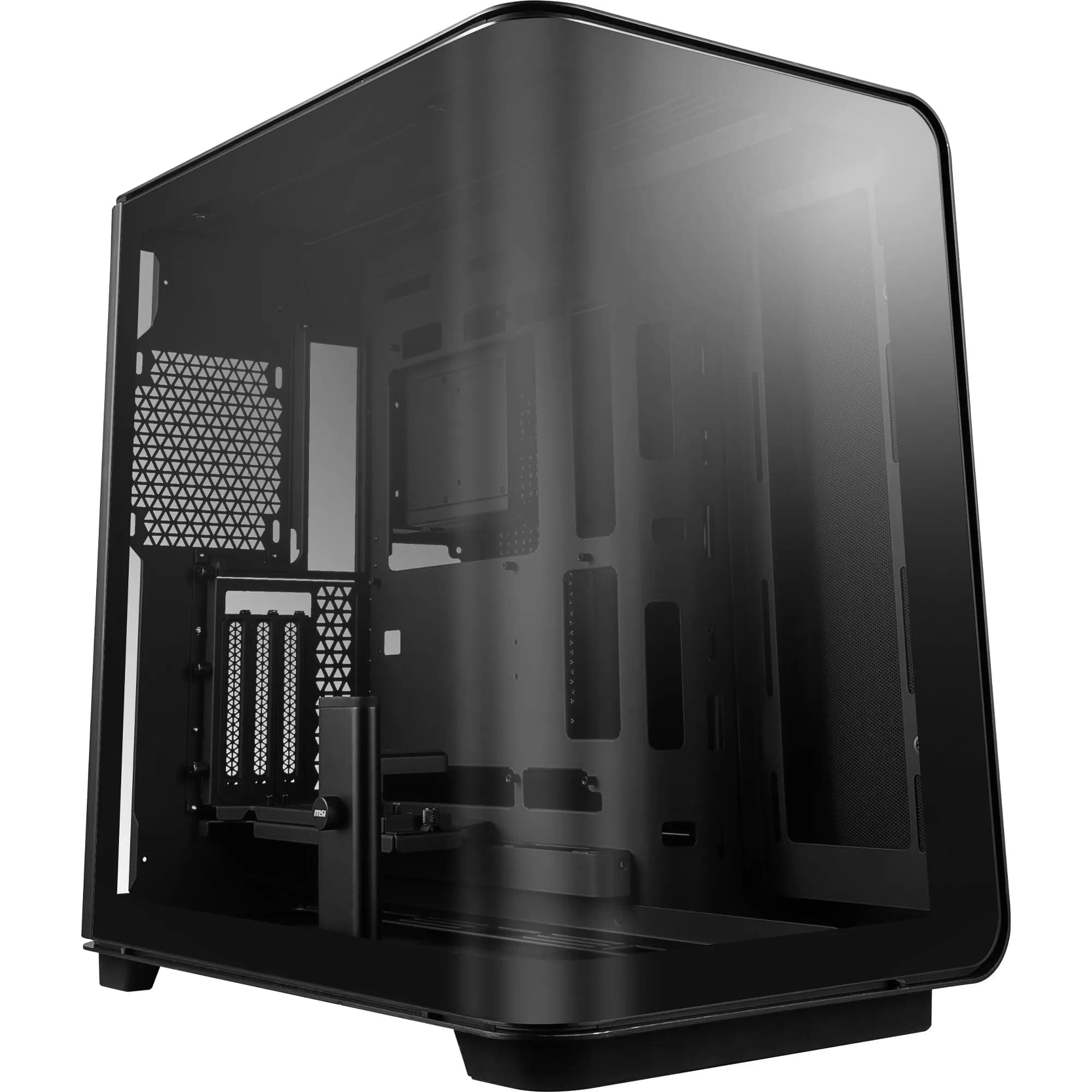 MSI MEG Maestro 700L PZ Mid-Tower PC-Gehäuse - E-ATX, vertikale GPU-Halterung & PCIe 4.0 Riser-Kabel, GPU-Halterung, einteiliges Aluminium, 270° gebogenes Hartglas-Panel, USB Typ-C (20Gbps) Bild 2