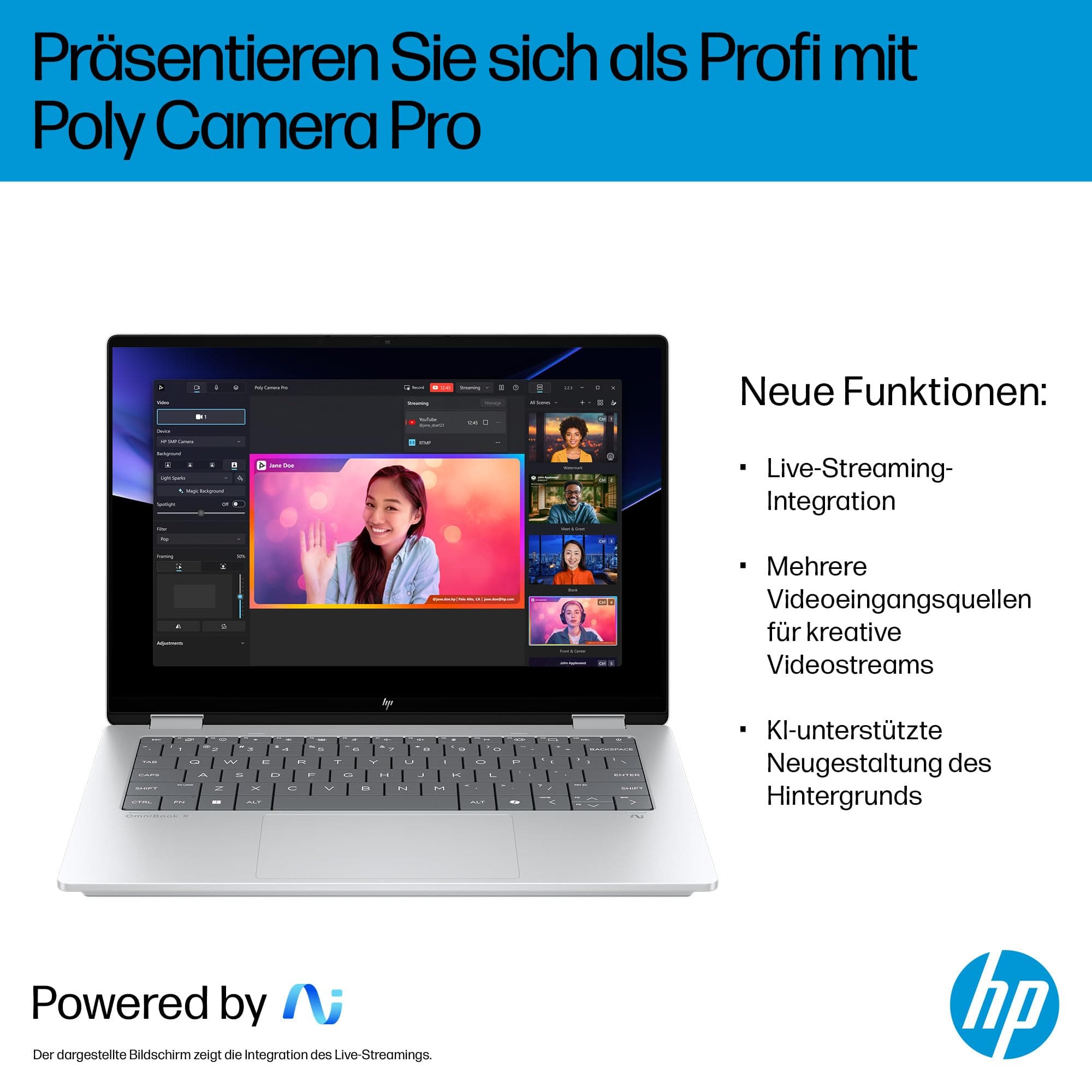 HP OmniBook X Flip 2-in-1 Laptop (14 Zoll 3K OLED Touchscreen, Intel Core Ultra 7, Copilot+ PC, 16GB RAM, 1TB, Win11, QWERTZ) - Silberr Intel Core Ultra 7 256V Intel Arc 140V GPU Bild 7