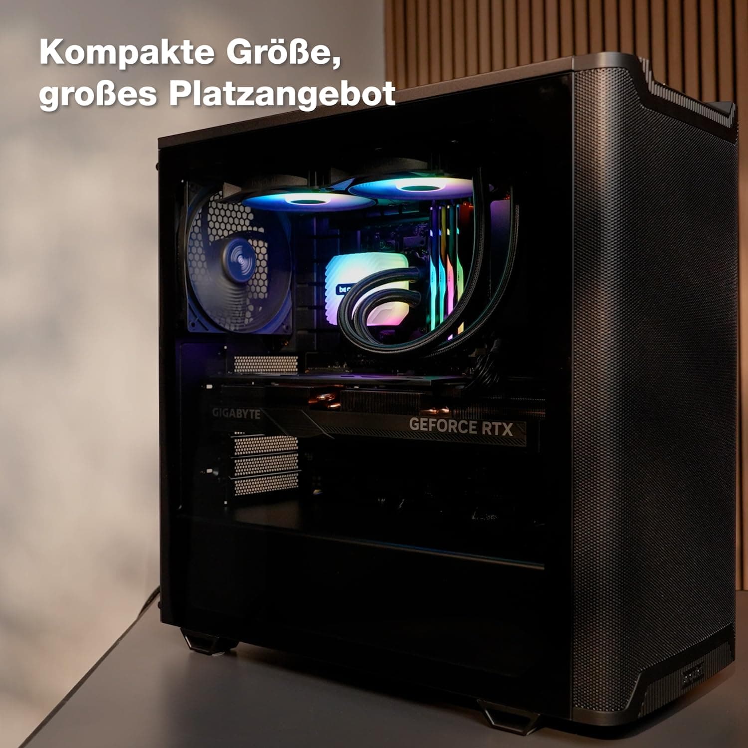 be quiet! Pure Base 501 PC-Gehäuse, 2 vorinstallierte Pure Wings 3 140mm PWM-Lüfter, hoher statischer Druck, geräumiges Design, kompakte Abmessungen, USB 3.2 Gen. 2 Type C, vertikale GPU-Installation Bild 5