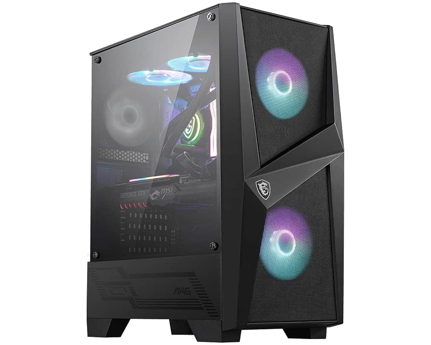 MSI MAG Forge 100R Mid-Tower ATX Gehäuse (2X USB 3.1 Anschluss, 2X 120mm A-RGB Fan und 1x 120mm Fan im Lieferumfang, schwarz, RGB) Bild 2