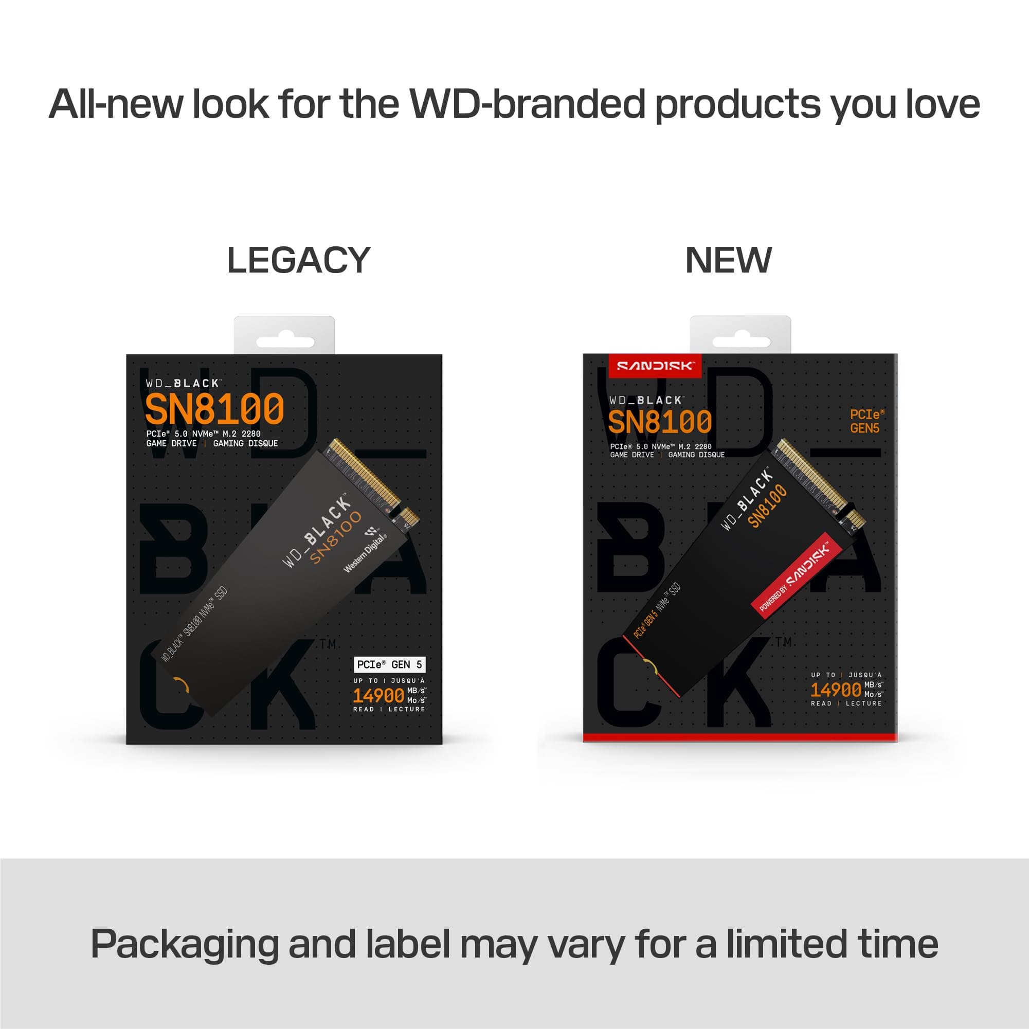 WD_Black SN8100 4 TB PCIe 5.0x4 NVMe M.2 SSD, Lesegeschwindigkeiten von bis zu 14.900 MB/s, Schreibgeschwindigkeiten von bis zu 14.000 MB/s, TLC 3D CBA NAND 4 TB Non Heatsink Bild 4