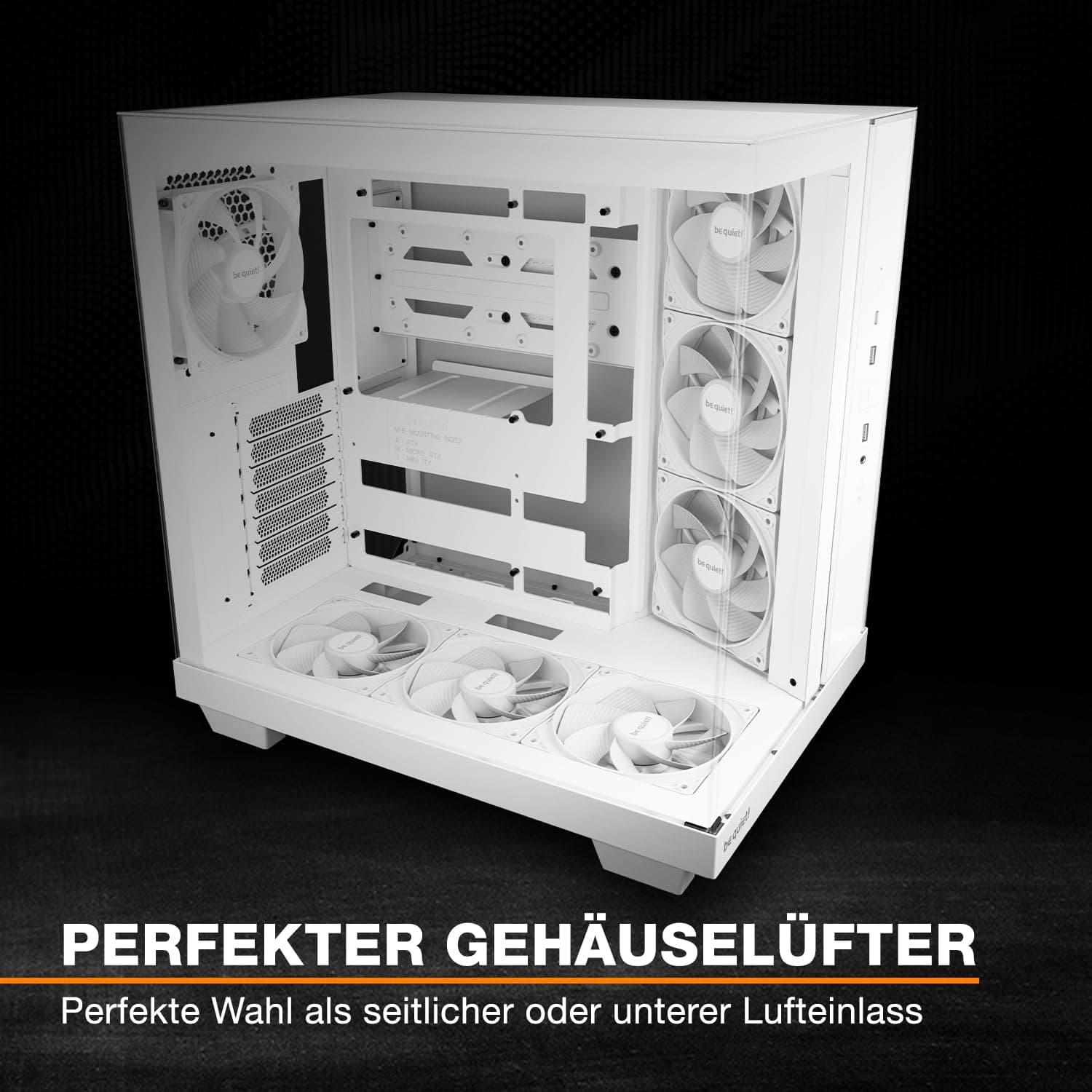 be quiet! Pure Wings 3 120mm PWM Reverse White Lüfter Triple Pack, 3 Lüfter enthalten, invertierte Lüfterblätter, hohe Höchstgeschwindigkeit, niedrige Mindestdrehzahl, optimierter Lüfterrahmen Bild 5