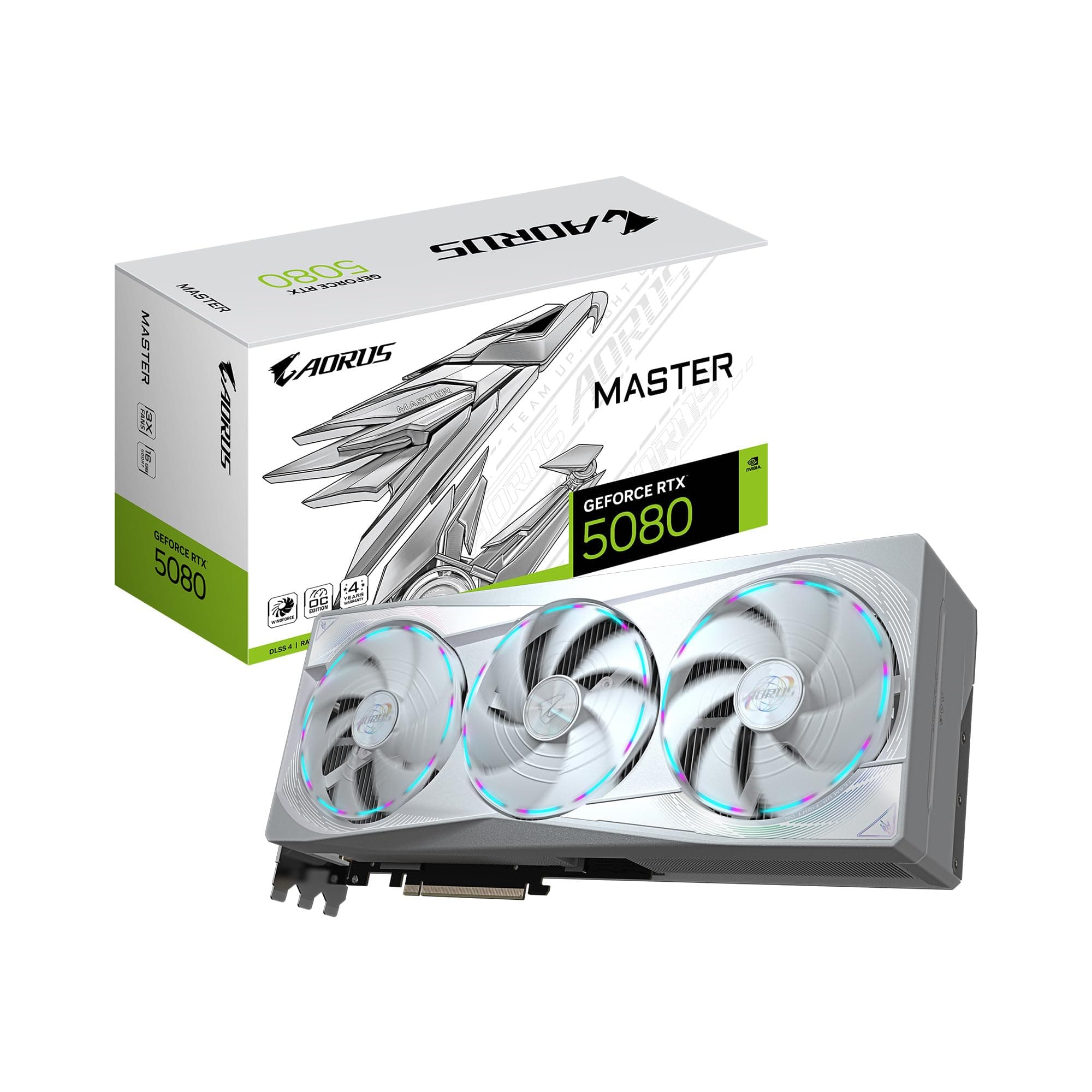 GIGABYTE AORUS GeForce RTX 5080 Master ICE 16G Grafikkarte, WINDFORCE Kühlsystem, 16GB 256-Bit GDDR7, GV-N5080AORUSM ICE-16GD Grafikkarte