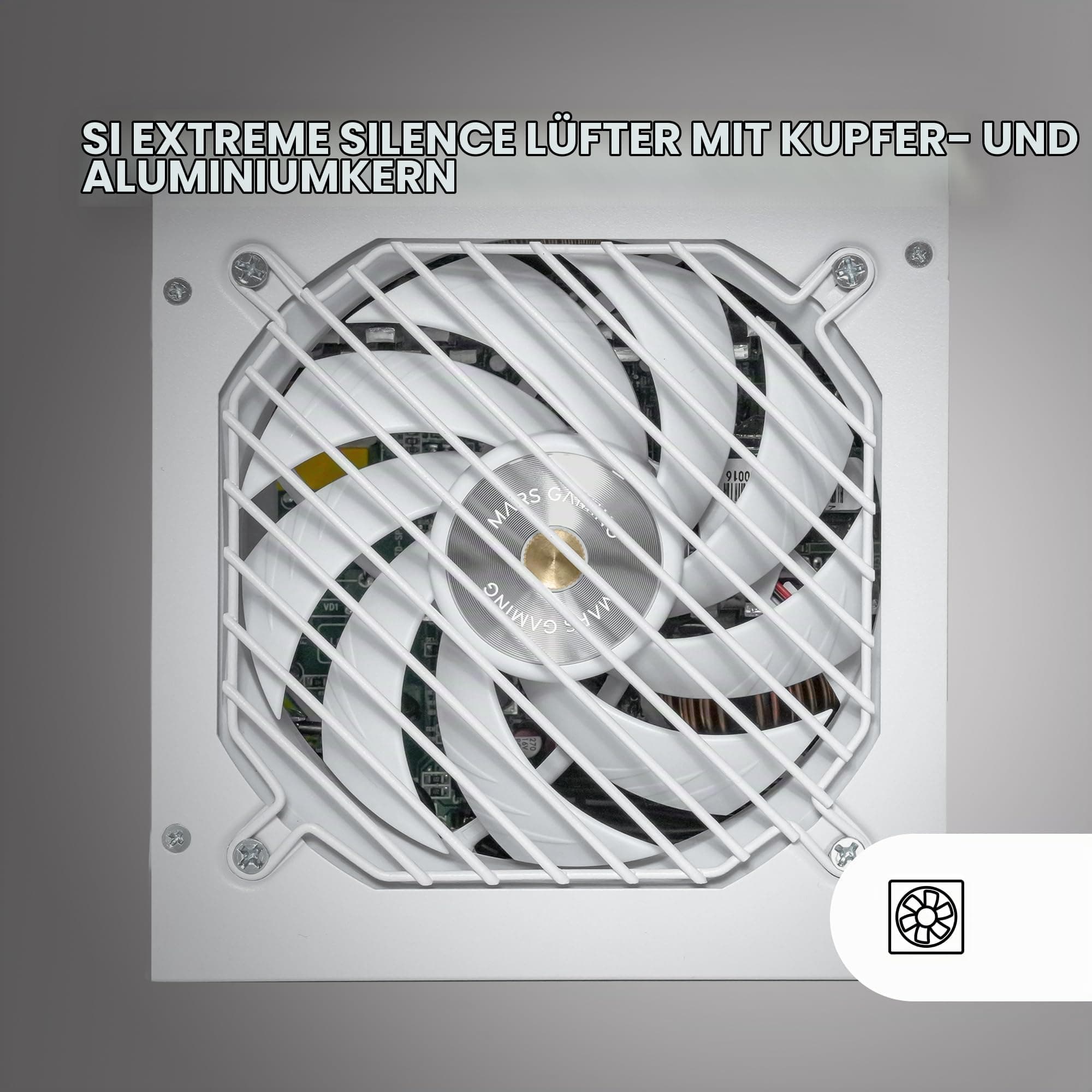 MARSGAMING MPB850SI, PC-ATX-Netzteil 850W, 7 Jahre Garantie, 80Plus Bronze 230V, 90% Effizienz, SI Extreme Silence Lüfter mit Kupferkern, AI2-RPM-, DC-DC- und SMD-Technologien, Weiß MPB850SIW Bild 3
