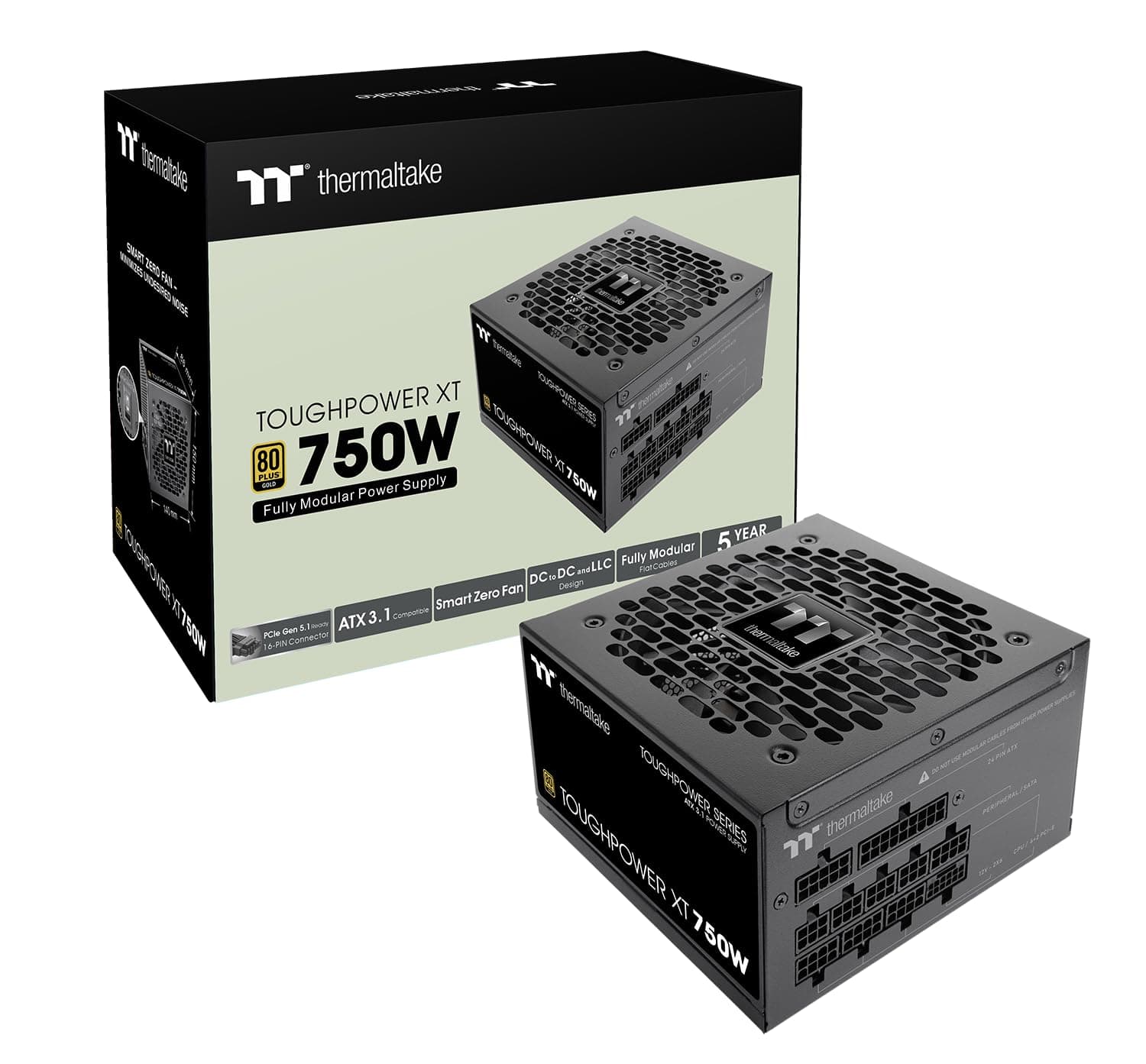 Thermaltake Toughpower XT | ATX 3.1 Netzteil | 80 Plus Gold | PCIe 5.1 | 12V‑2x6 | Vollmodular | Smart Zero Fan | Sehr leiser 120‑mm Hydraulic Bearing Lüfter | Schwarz (750, Watt) 750 Watt Bild 2