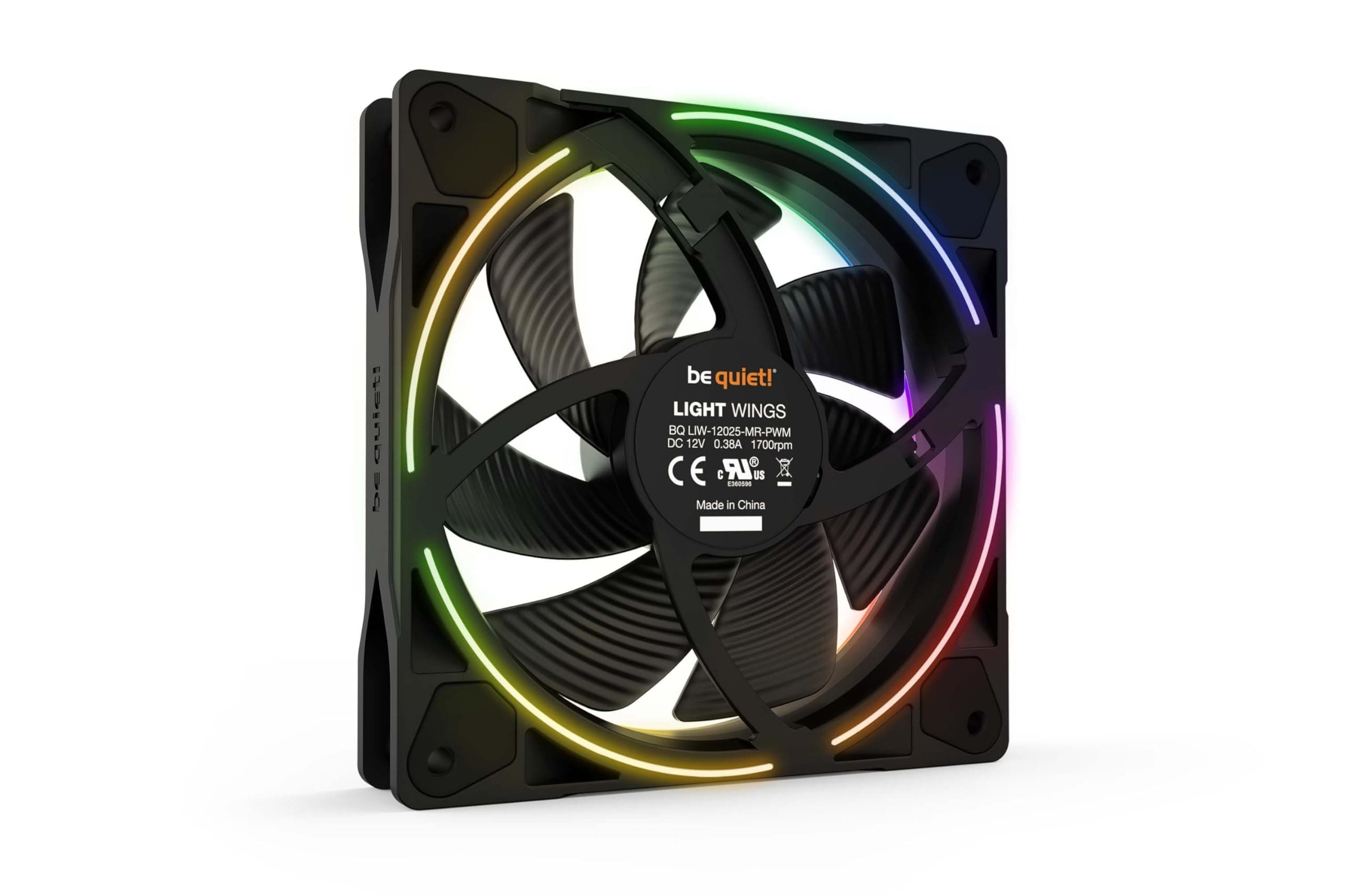 be quiet! Light Wings 120mm PWM Lüfter, ARGB-Beleuchtung, vielzählige Farben und Effekte, 18 ARGB LEDs, 7 geräuschoptimierte Lüfterblätter, hoher Airflow, sehr leiser Betrieb, langlebiges Rifle-Lager Bild 7