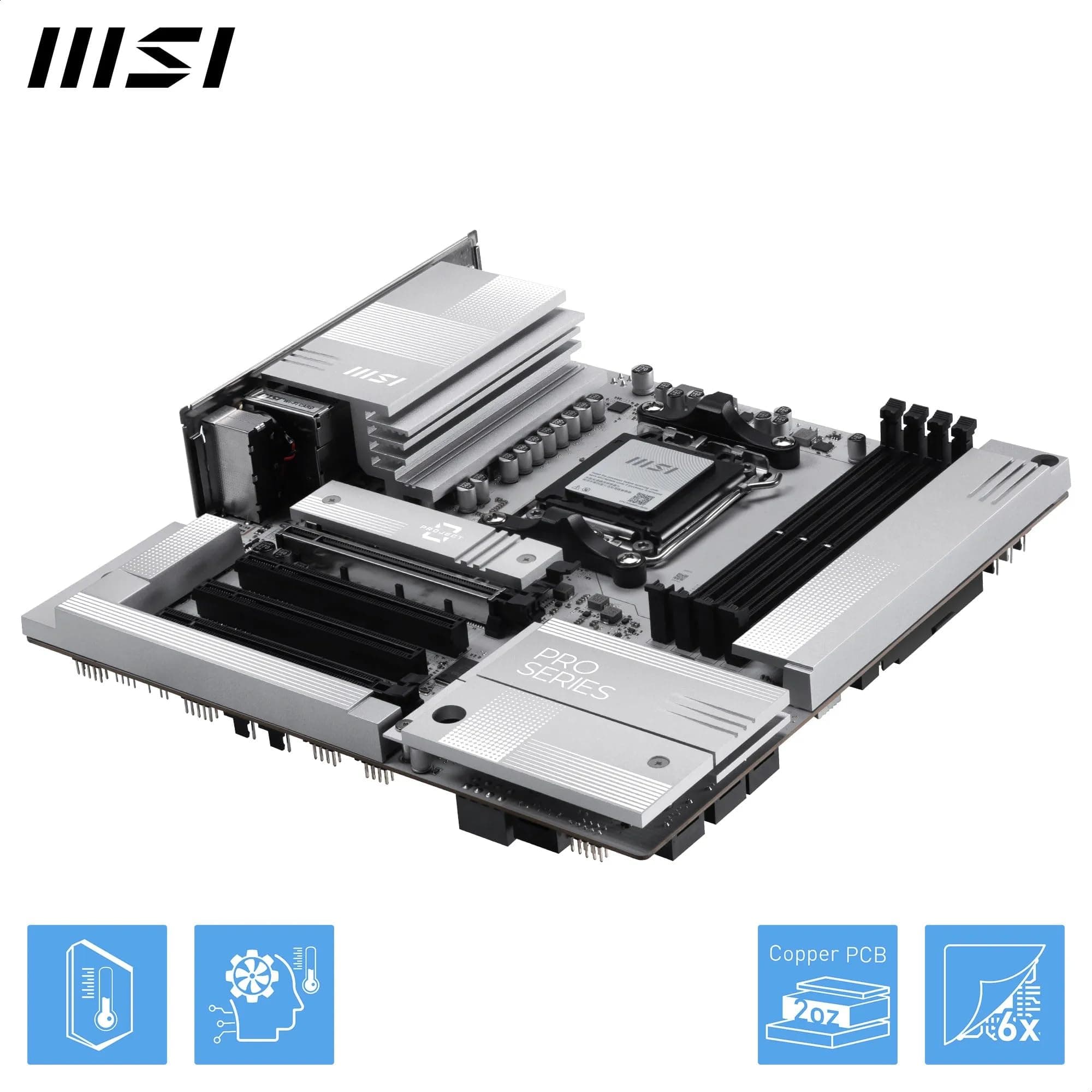 MSI PRO B850M-A WiFi PZ Motherboard, Back-Connect mATX - Unterstützt AMD Ryzen 9000/8000/7000 Prozessoren, AM5 - DDR5 Memory Boost (8200+ MT/s OC), PCIe 5.0 x16 & 4.0 x4, M.2 Gen5, Wi-Fi 7, 5G LAN Bild 7
