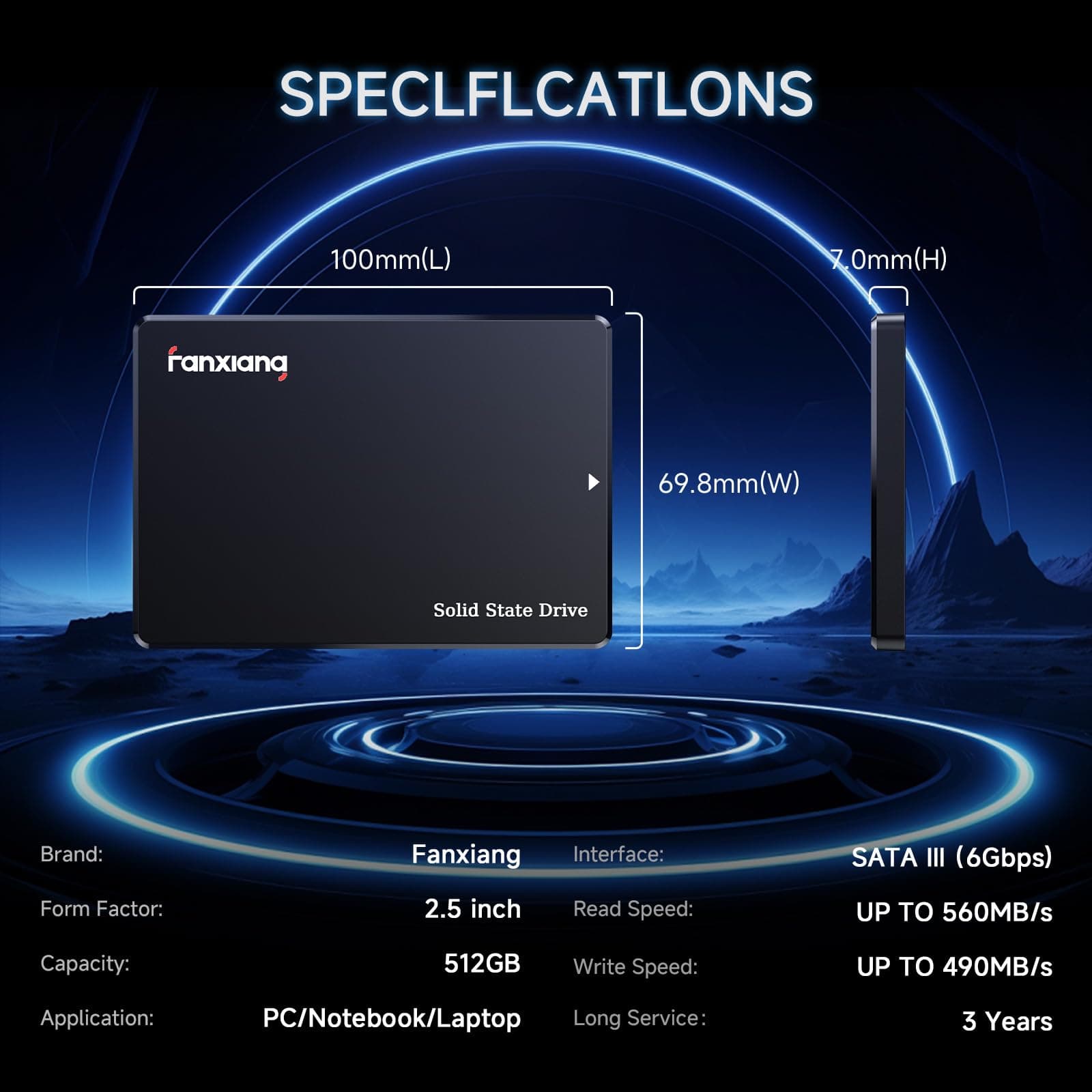 fanxiang SATA SSD 512GB 2,5 Zoll Interne SSD 560 MB/s Lesen, SATA 3 interne SSD 3D NAND Flash Festplatte für schnelle Datenübertragung kompatibel mit Desktop/Laptop Bild 7