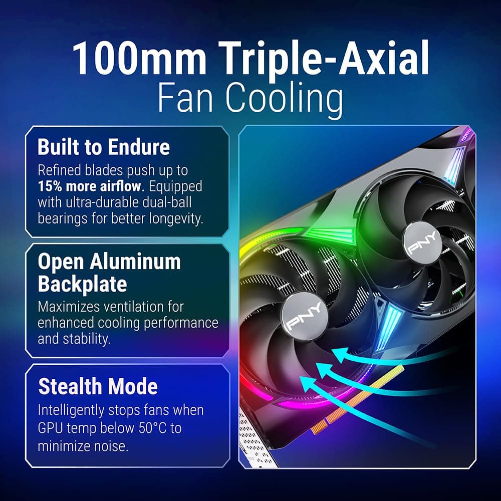 PNY GeForce RTX™ 5080 16GB ARGB OC Triple Fan Grafikkarte DLSS 4 Bild 7