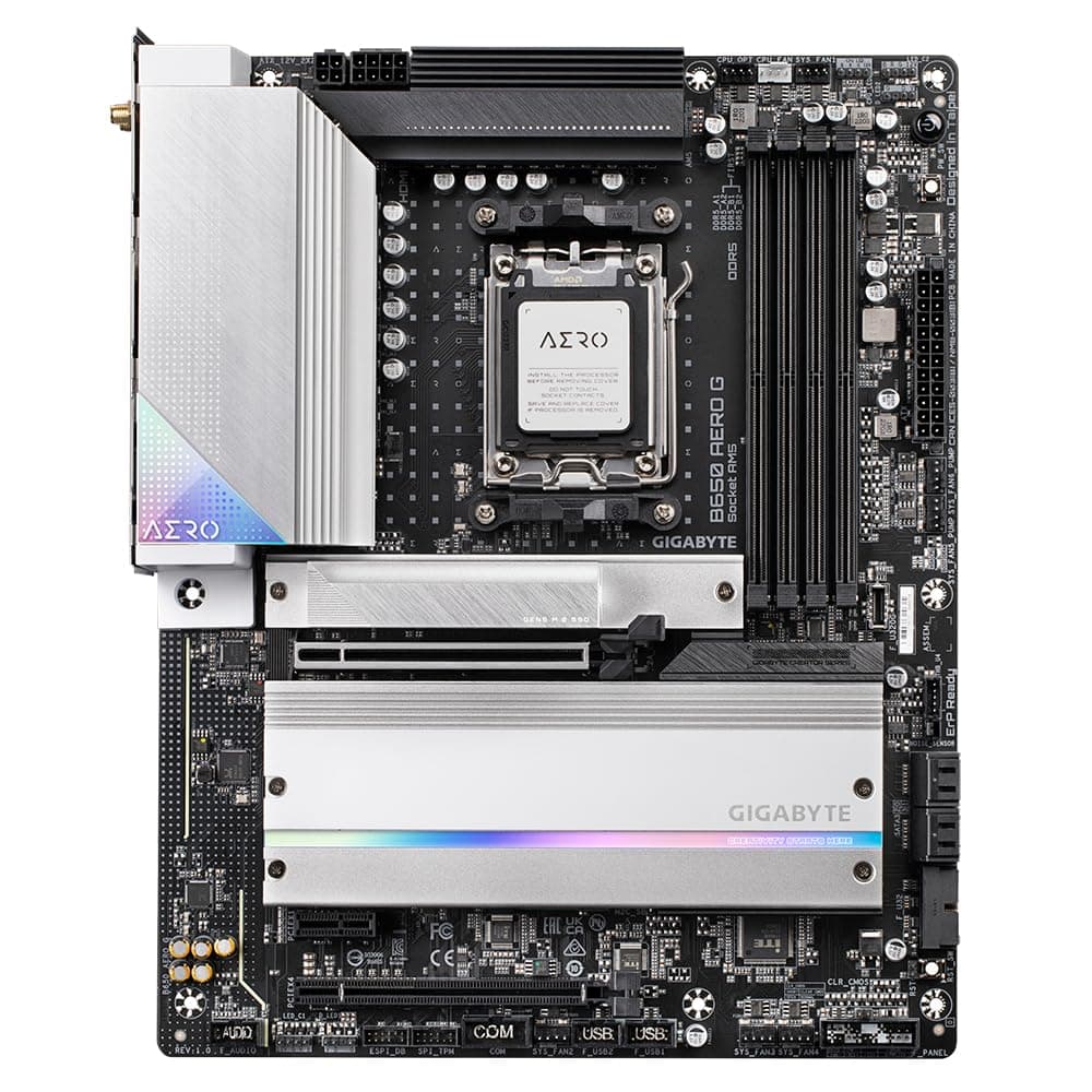 GIGABYTE B650 AERO G Mainboard - Unterstützt AMD Ryzen 9000er-Serie CPUs, bis zu 8000 MHz DDR5 (OC), 1xPCIe 5.0 + 2xPCIe 4.0 M.2, 2,5 GbE LAN, WiFi 6E, USB 3.2 Gen 2 Bild 3