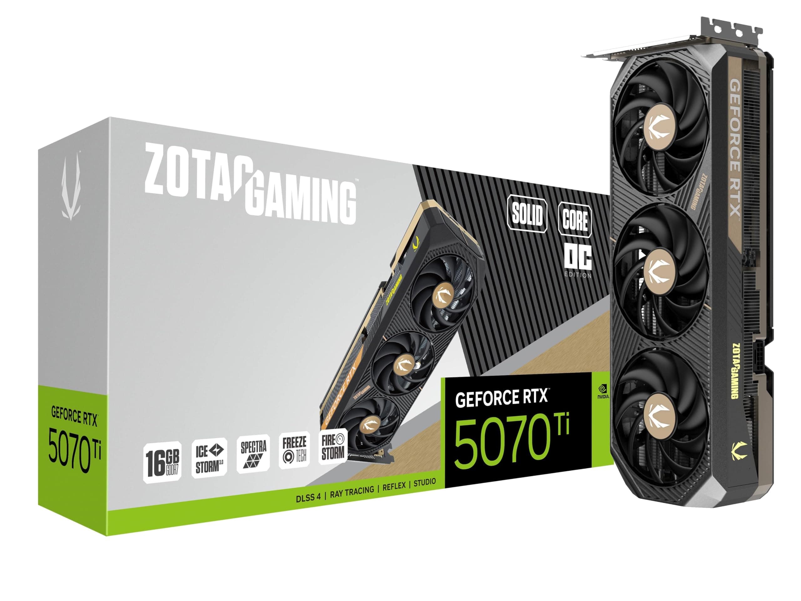 ZOTAC Gaming GeForce RTX 5070 Ti Solid Core OC DLSS 4 16GB GDDR7 256-bit 28Gbps PCIE 5.0 Gaming Grafikkarte, IceStorm 3.0 Advanced Cooling, Spectra RGB Lighting, ZT-B50710J2-10P Bild 2