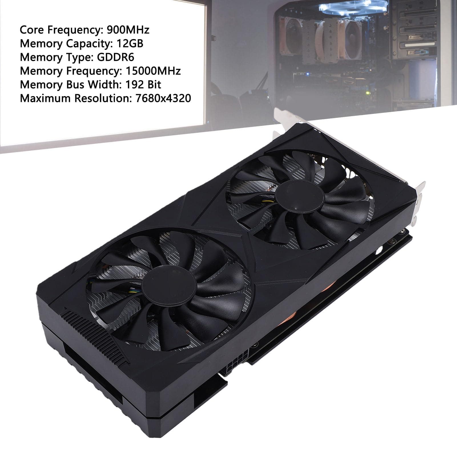 PUSOKEI RTX 3060 12 GB Gaming-Grafikkarte, Dual-Fan-Kühlung, GDDR6-Grafikkarte mit HDMI und DisplayPort, Plug-and-Play für Computer-PC-Gaming Bild 3