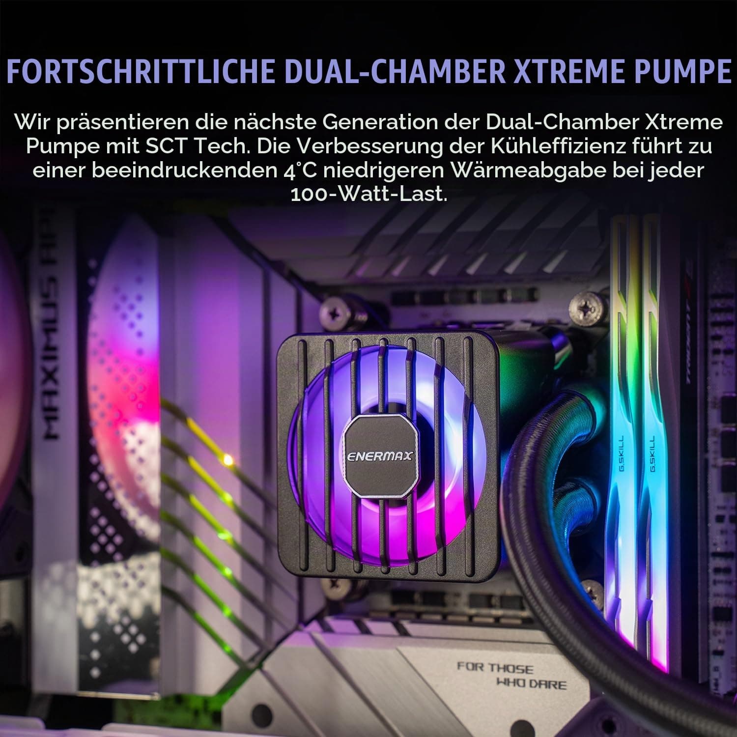 ENERMAX LIQMAXFLO 360mm CPU AIO Liquid Cooler (LGA 1700, 1200, AM5, AM4) - Xtreme Dual Chamber Pumpe- ARGB VRM Wasserblocklüfter- 400W+ TDP (3x 120 PWM ARGB Silent Flow Fan); ELC-LMF360T-ARGB, schwarz Bild 5