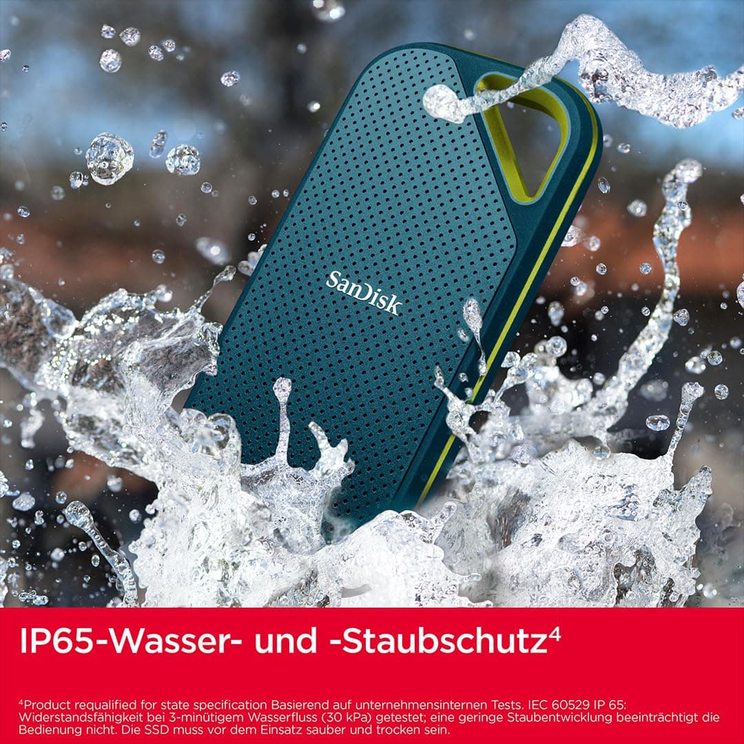 SANDISK Extreme PRO Portable SSD 4TB (up to 2000MB/s Read/Write speeds, 256 bit AES Hardware encryption, up to Three-Meter Drop Protection, IP65 Water and dust Resistance) Monterey 2000MB/s 4 TB Bild 4