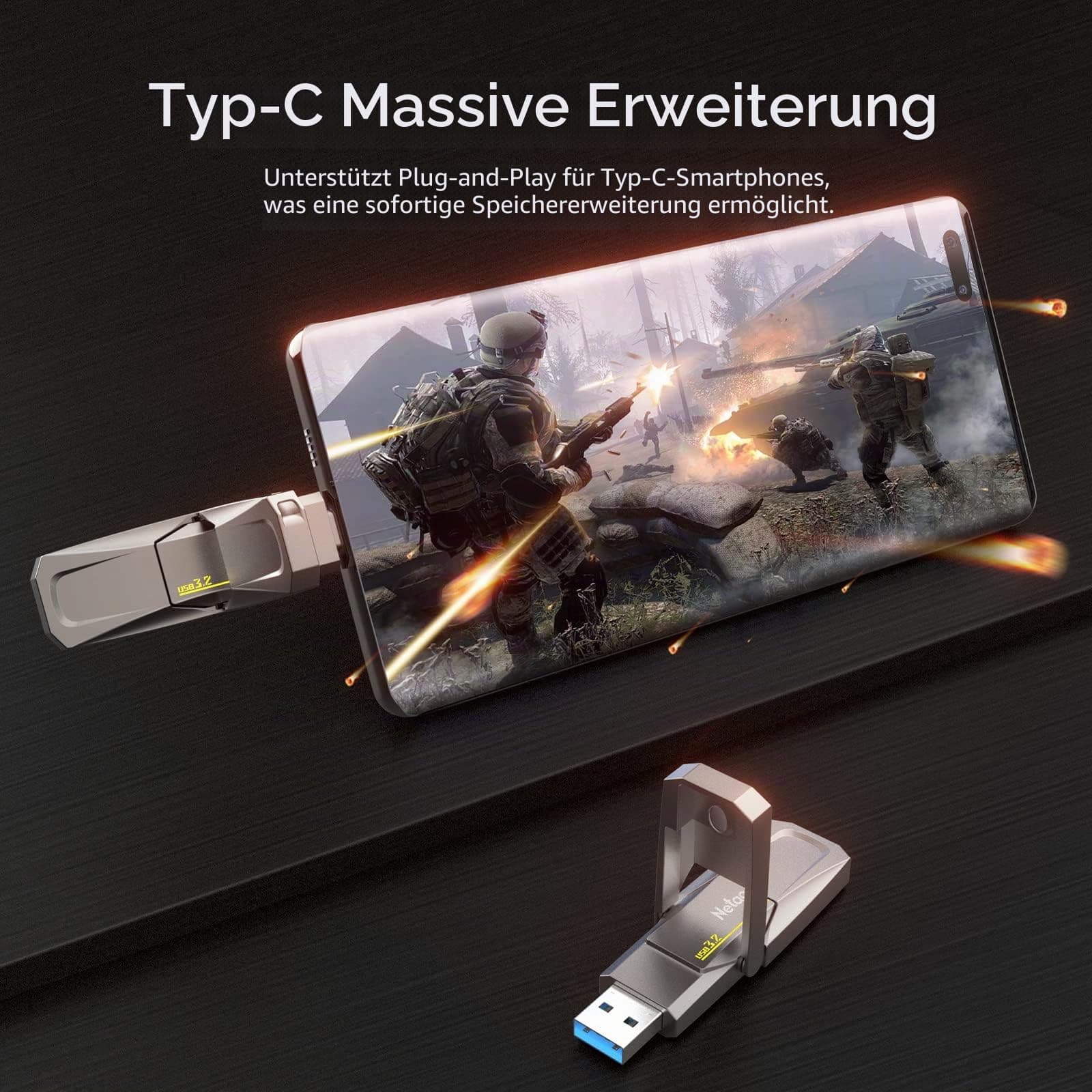 Netac US5 256GB Solid USB State Drive Externe tragbare USB SSD Typ-c und USB 3.2 Dual Interface Geschwindigkeit bis zu 550MB/s Bild 5