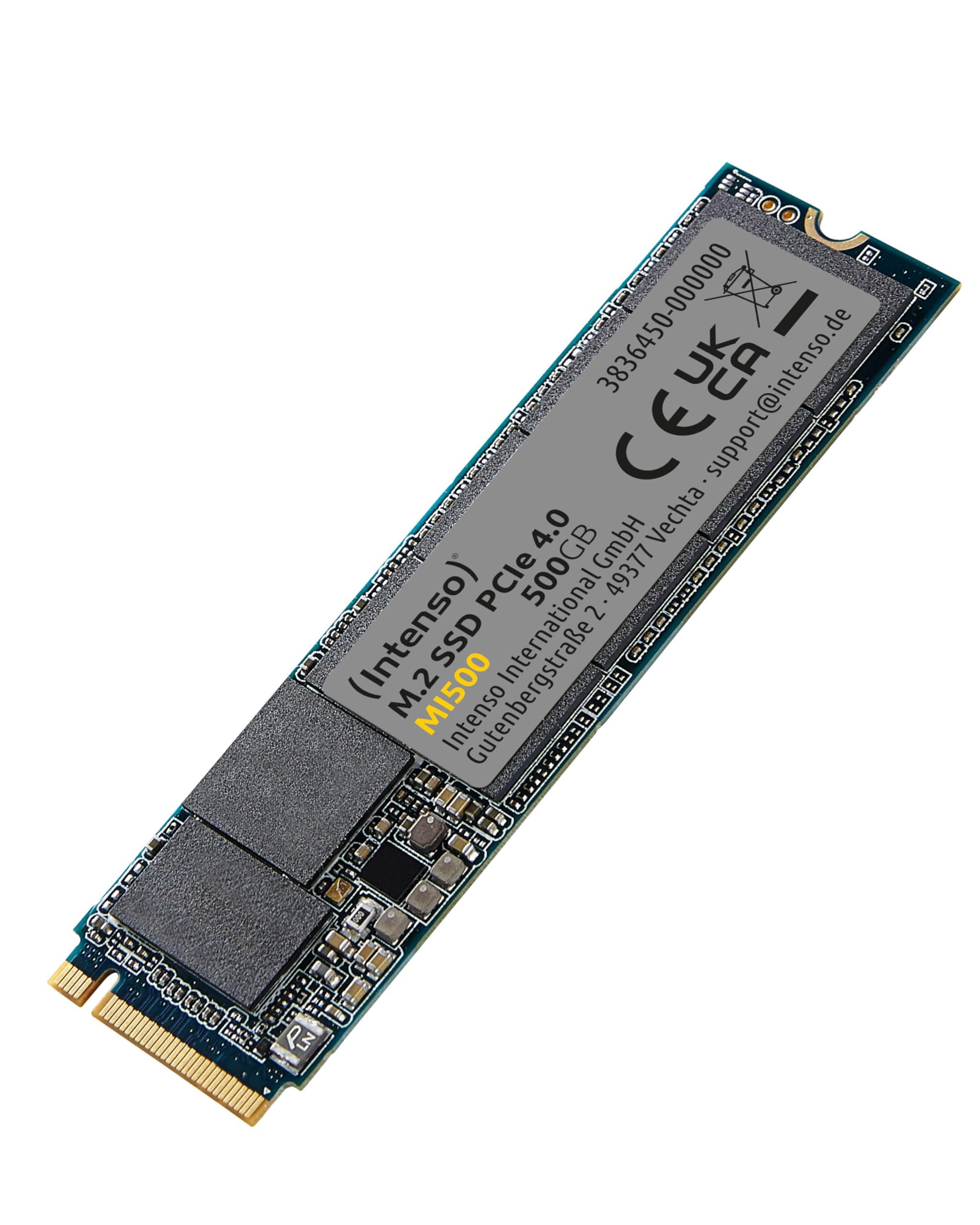 Intenso MI500 500 GB NVMe SSD, M.2 Interne SSD, PCIe 4.0 Gen4x4, 5300 MB/s Lesen, 4000 MB/s Schreiben, Solid State Drive, 500 GB 500GB M.2 PCIe MI500