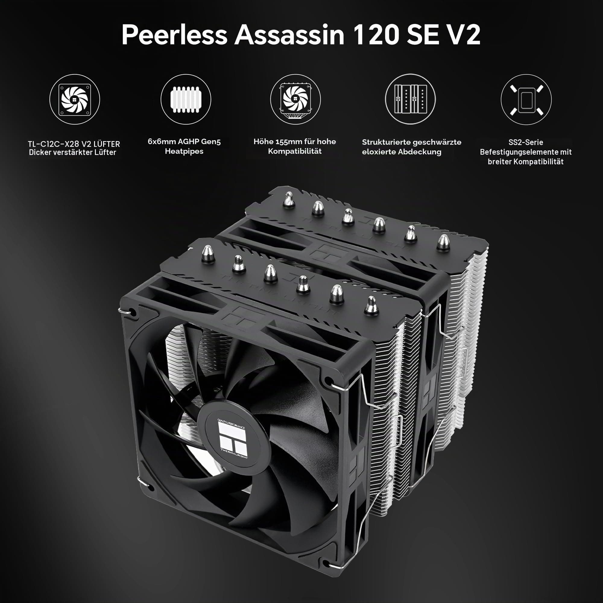 THERMALRIGHT Peerless Assassin 120 SE V2 CPU Kühler, TL-C12C 120mm Lüfter, 1850U/min, 6 Heatpipes, für AMD AM4/AM5 & Intel LGA 1700/1851 Bild 3