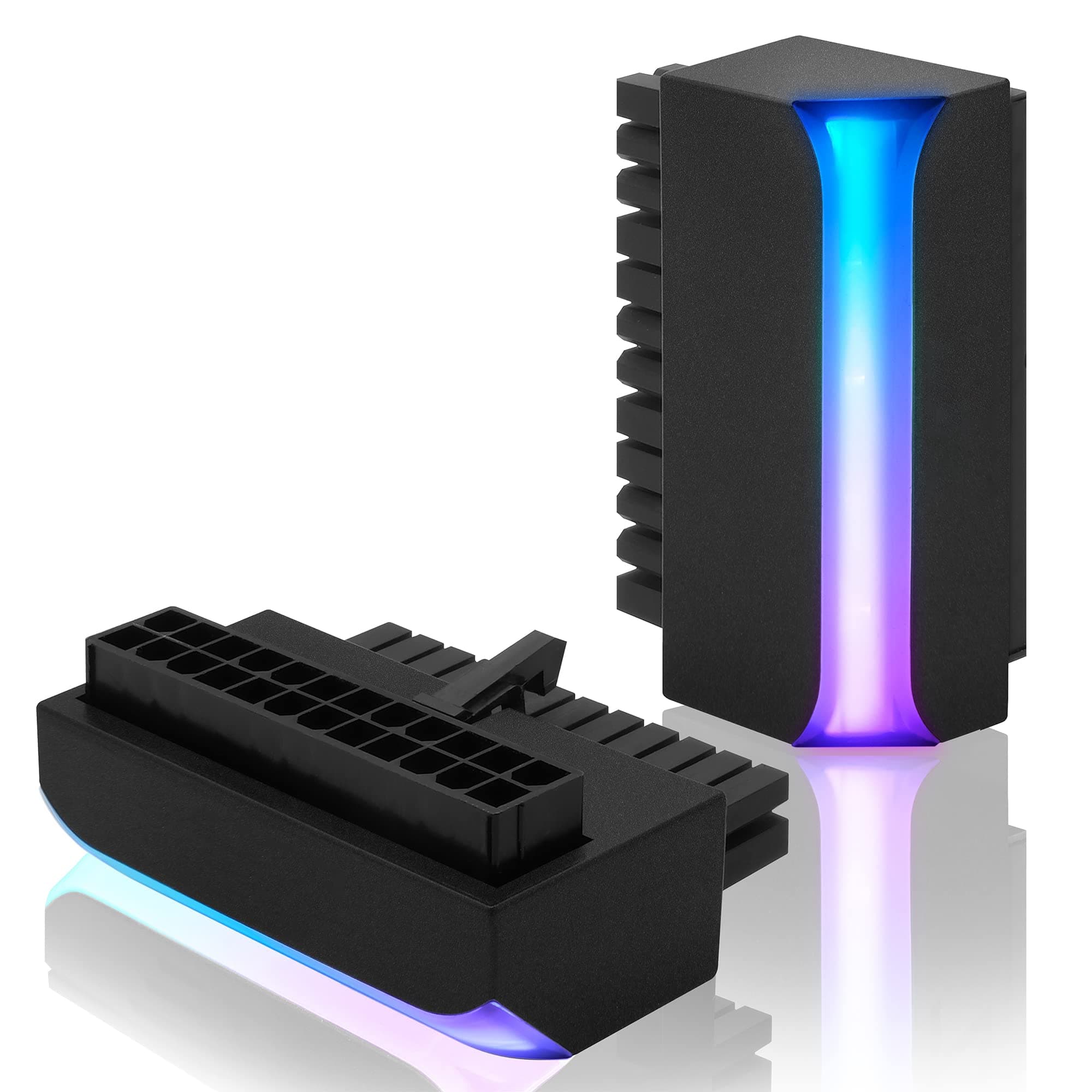 EZDIY-FAB ATX 24-Pin 90-Grad-Stromanschluss 5V 3 Pin ARGB Rainbow Buchse auf Stecker Netzteil für Computer-Motherboard ATX-Netzteil-1 Pack Schwarz