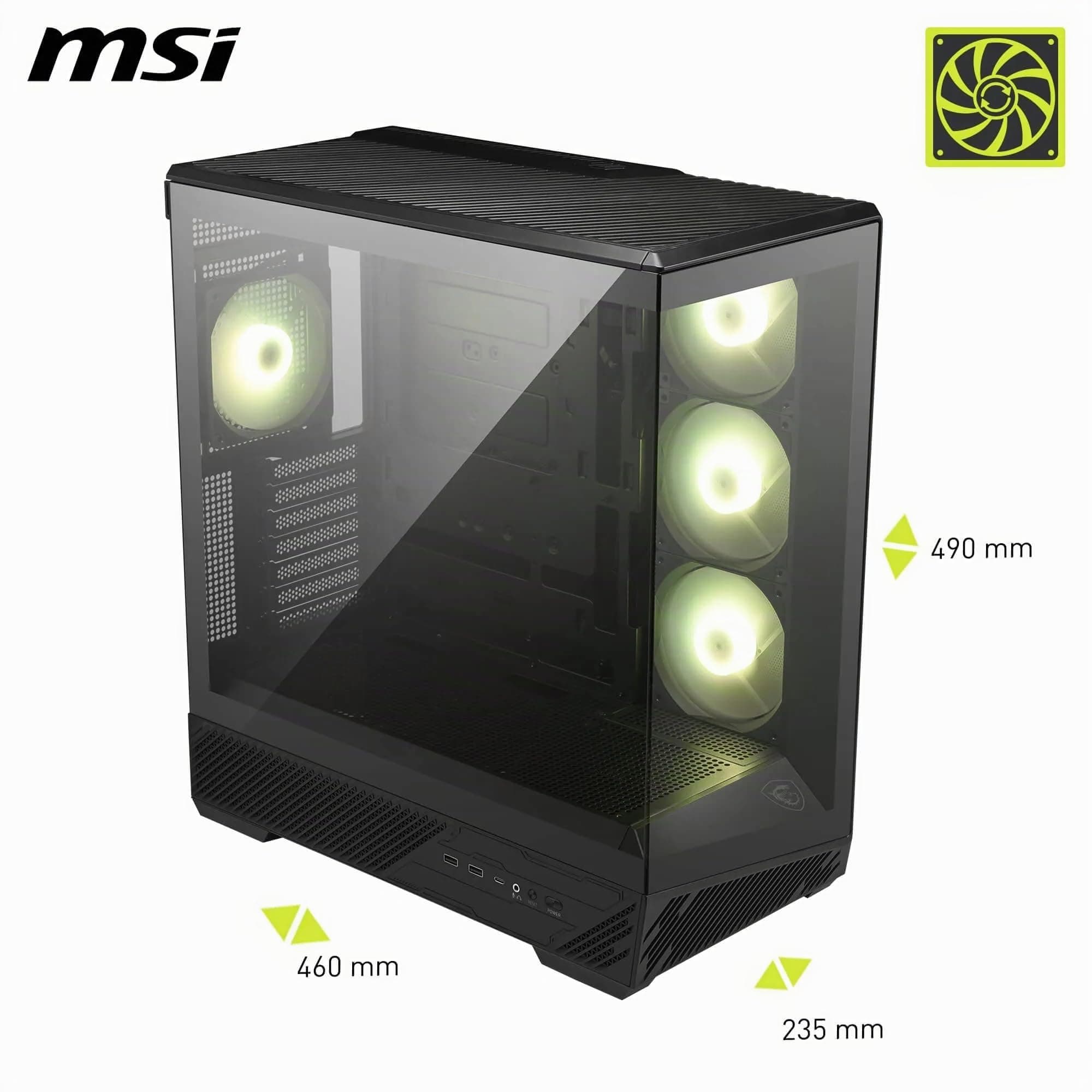 MSI MAG PANO 130R PZ – Mid-Tower-Gaming-PC-Gehäuse – Unterstützt GPUs mit Einer Länge von bis zu 400 mm, herausnehmbare Staubfilter, USB 20 Gbit/s (Typ C), Back-Connect-ATX- und Micro-ATX-Mainboards Bild 3