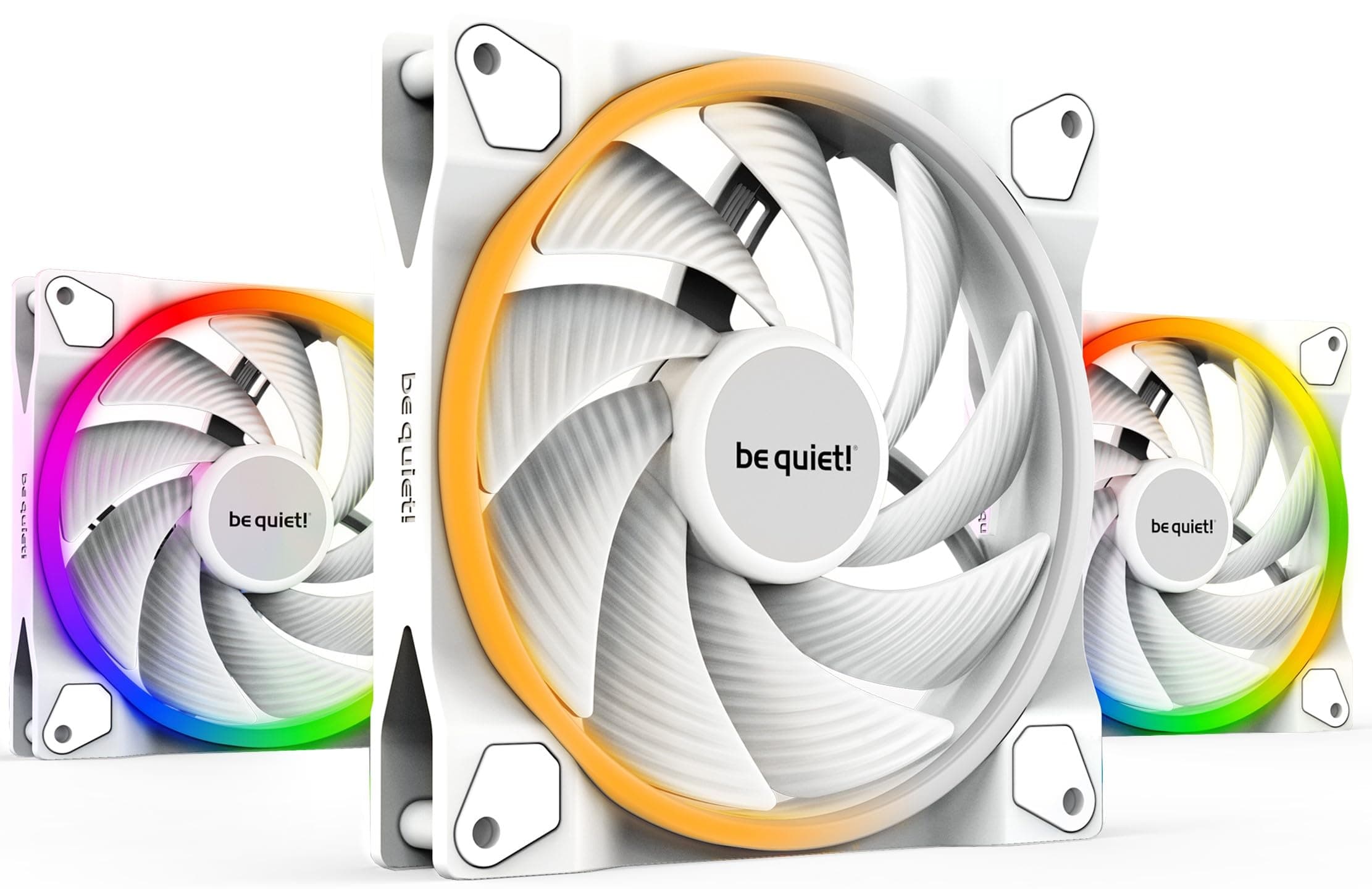 be quiet! Light Wings 140mm PWM High-Speed White 3er-Pack ARGB LED Lüfter, 2200 RPM, leise 31 dB(A), hoher Luftdruck, inkl. ARGB Hub, Weiß Bild 2
