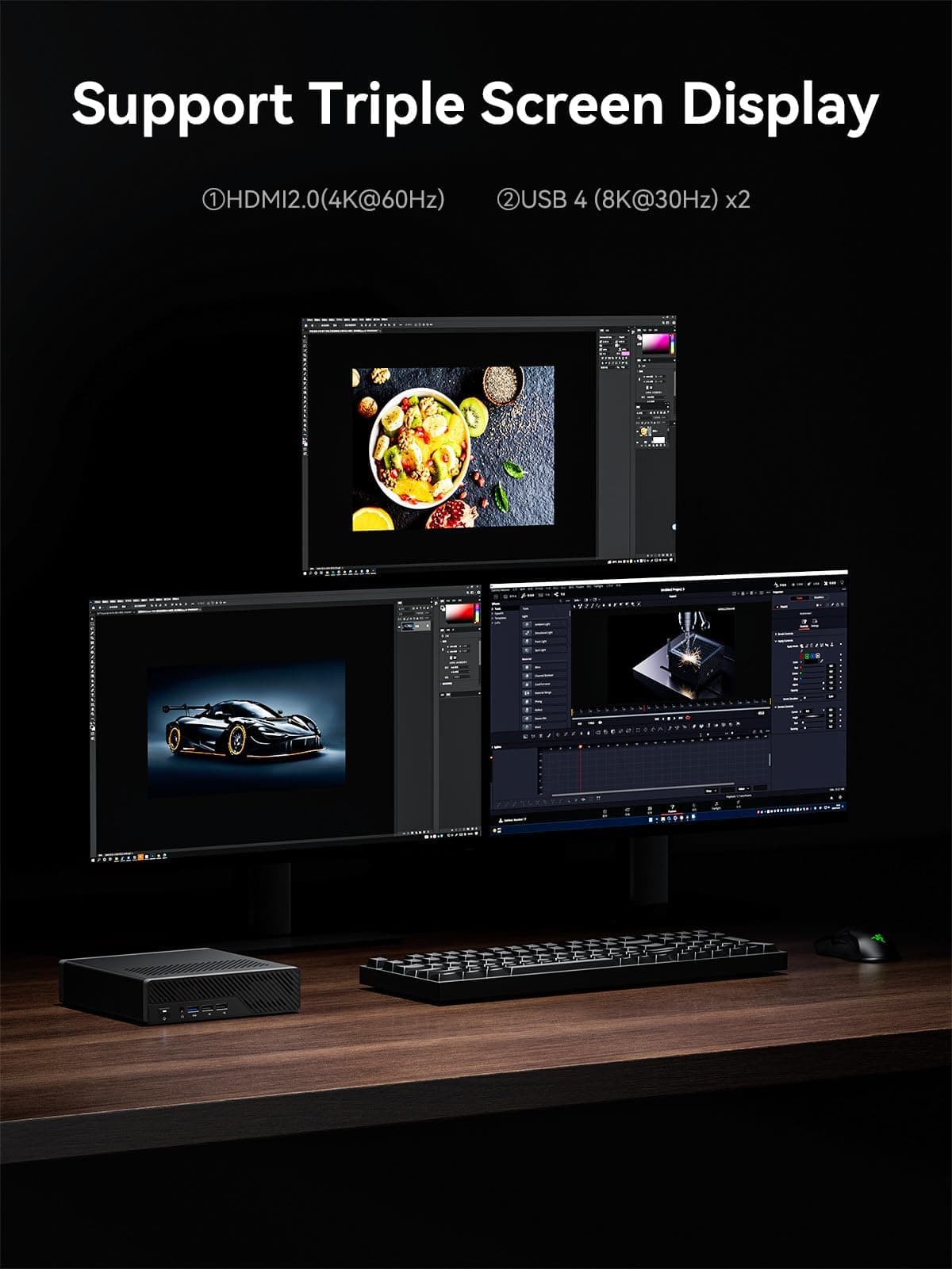 MINIS FORUM MS-01 Mini Workstation Intel Core i9-13900H (vPro Enterprise) Mini PC,2X 10Gbps SFP+/2X 2.5G RJ45/2x USB4/HDIM/1x PCIe4.0x16 slot/3x M.2 2280/22110/U.2 SSD,Pas de RAM/SSD MS-01 S390 0/0 GB Bild 5