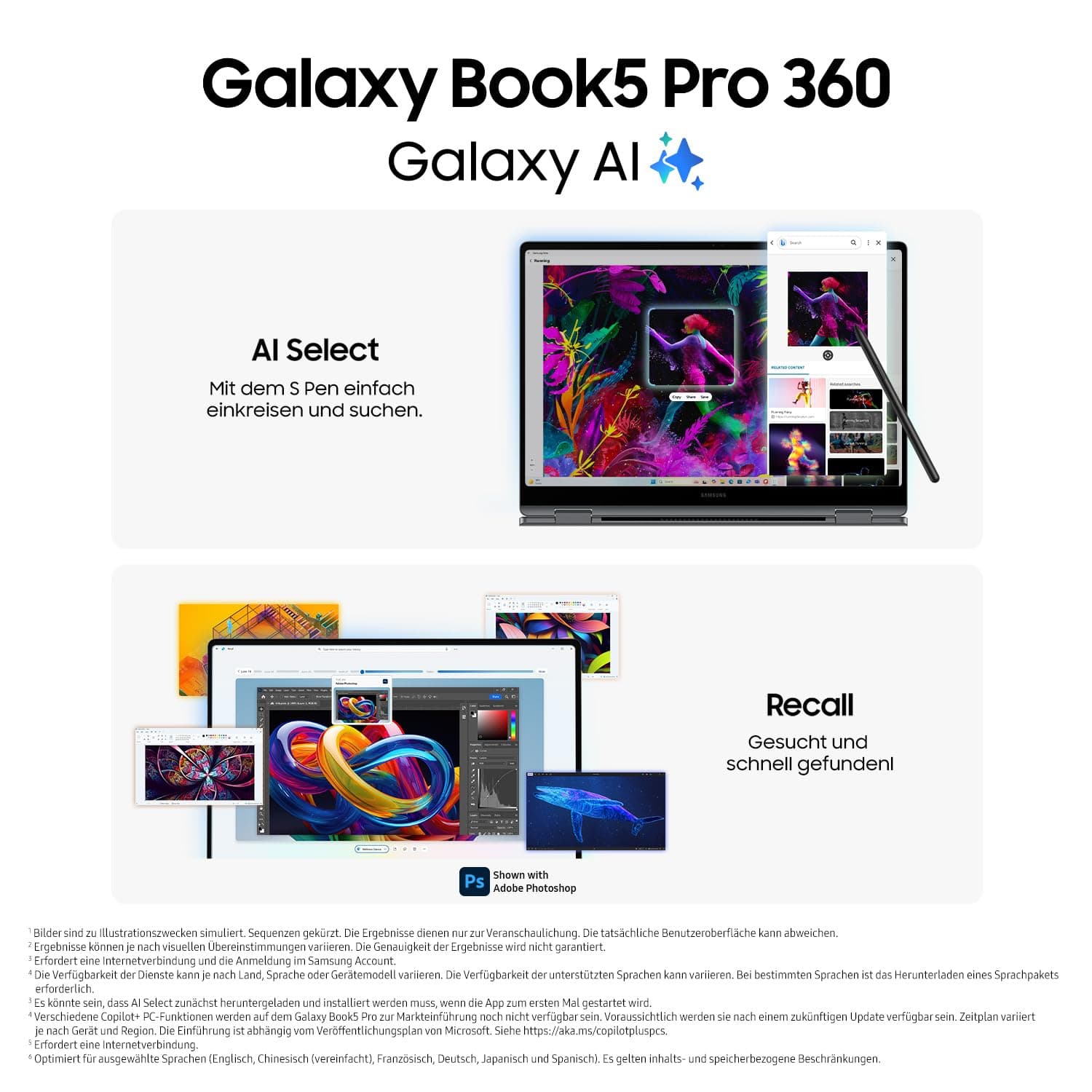 Samsung Galaxy Book5 Pro 360 2-in-1-Laptop, 16-Zoll-Display, Convertible AI-Notebook, Intel Core Ultra 7, 16 GB RAM, 1 TB Speicher, Copilot+ PC, Moonstone Gray, 3 Jahre Herstellergarantie 16 GB RAM / 1 TB Speicher Bild 5