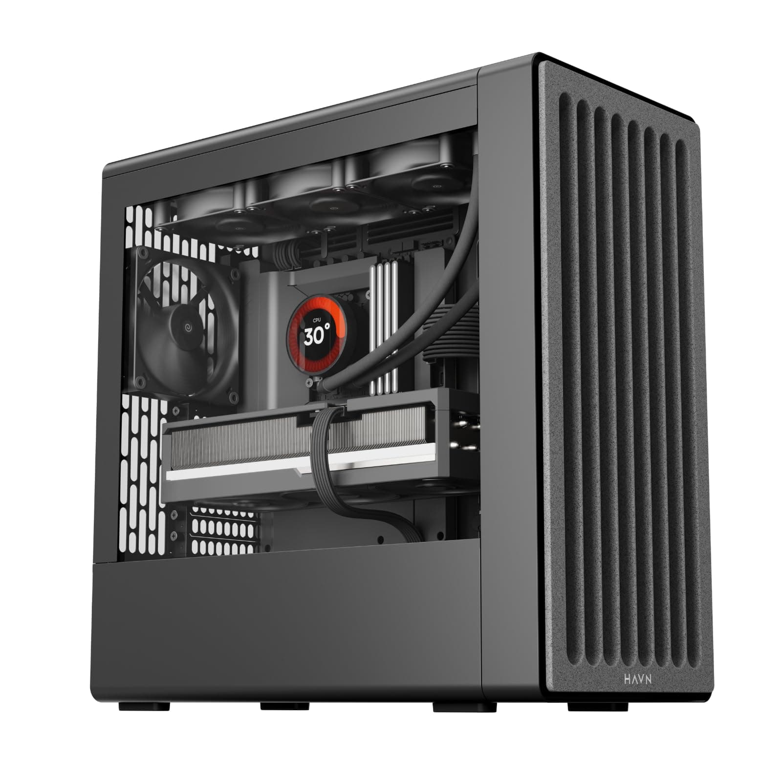 HAVN BF 360 Flow PC-Gehäuse mit 3 vorinstallierten Lüftern, Midi-Tower, Top Airflow, Tempered Glass - schwarz BF 360 Flow Schwarz