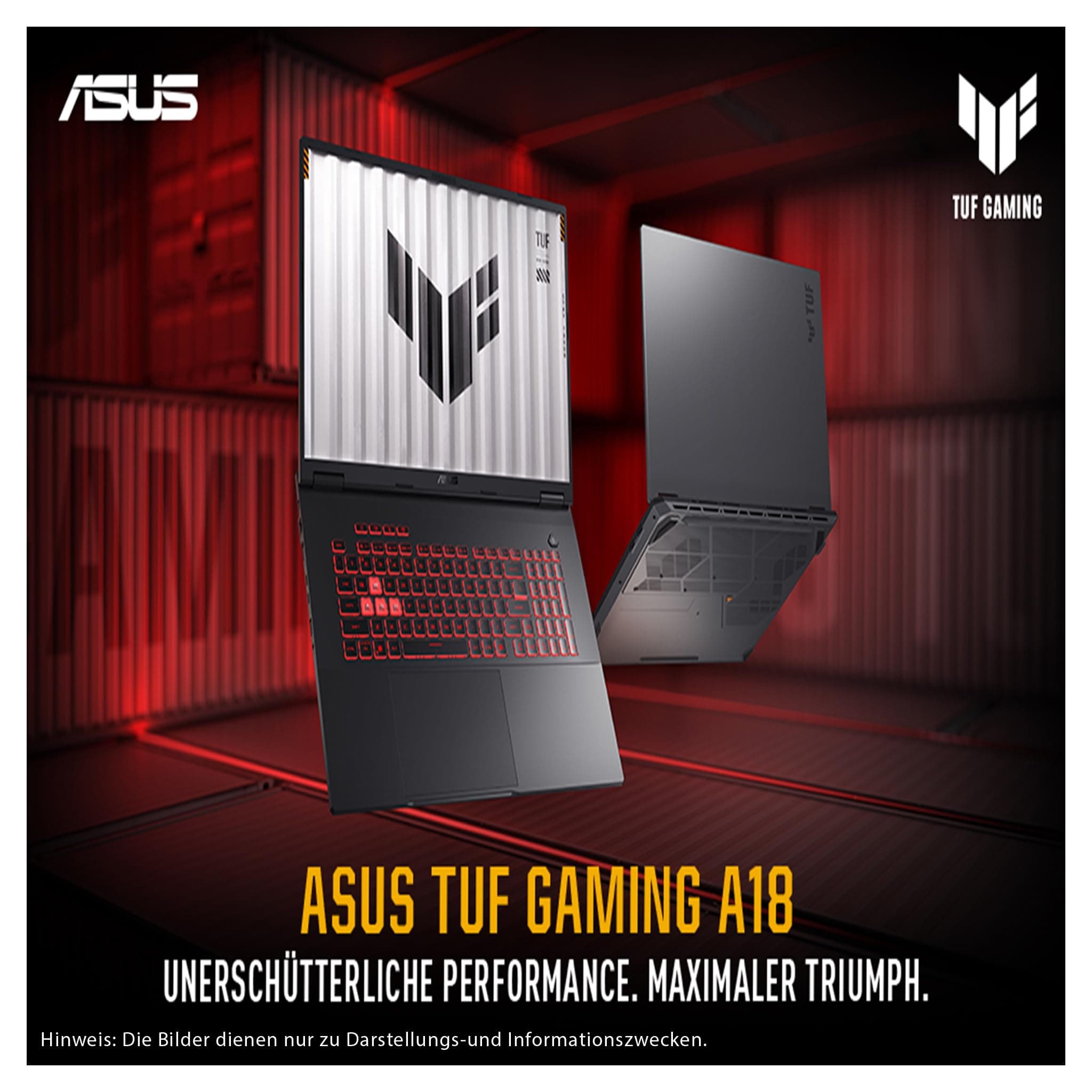 ASUS TUF A18 Gaming Laptop, AMD Ryzen 7 260, 64 GB DDR5 RAM, 1 TB PCIe SSD, 18" FHD (1920x1200) Display, Nvidia GeForce RTX 5050 Graphics, RGB QWERTZ Tastatur, Windows 11 Home, Jaeger Gray 64 GB RAM | 1, TB SSD Windows 11 Home Bild 6